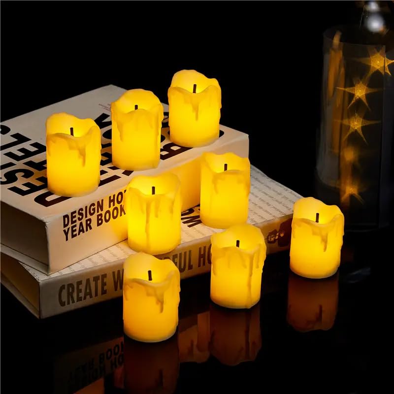 One94Store LED Tea Light Flicking Candle 6 Pieces Decorative Smokeless Flameless Acrylic Candles Lights for Home Decoration for