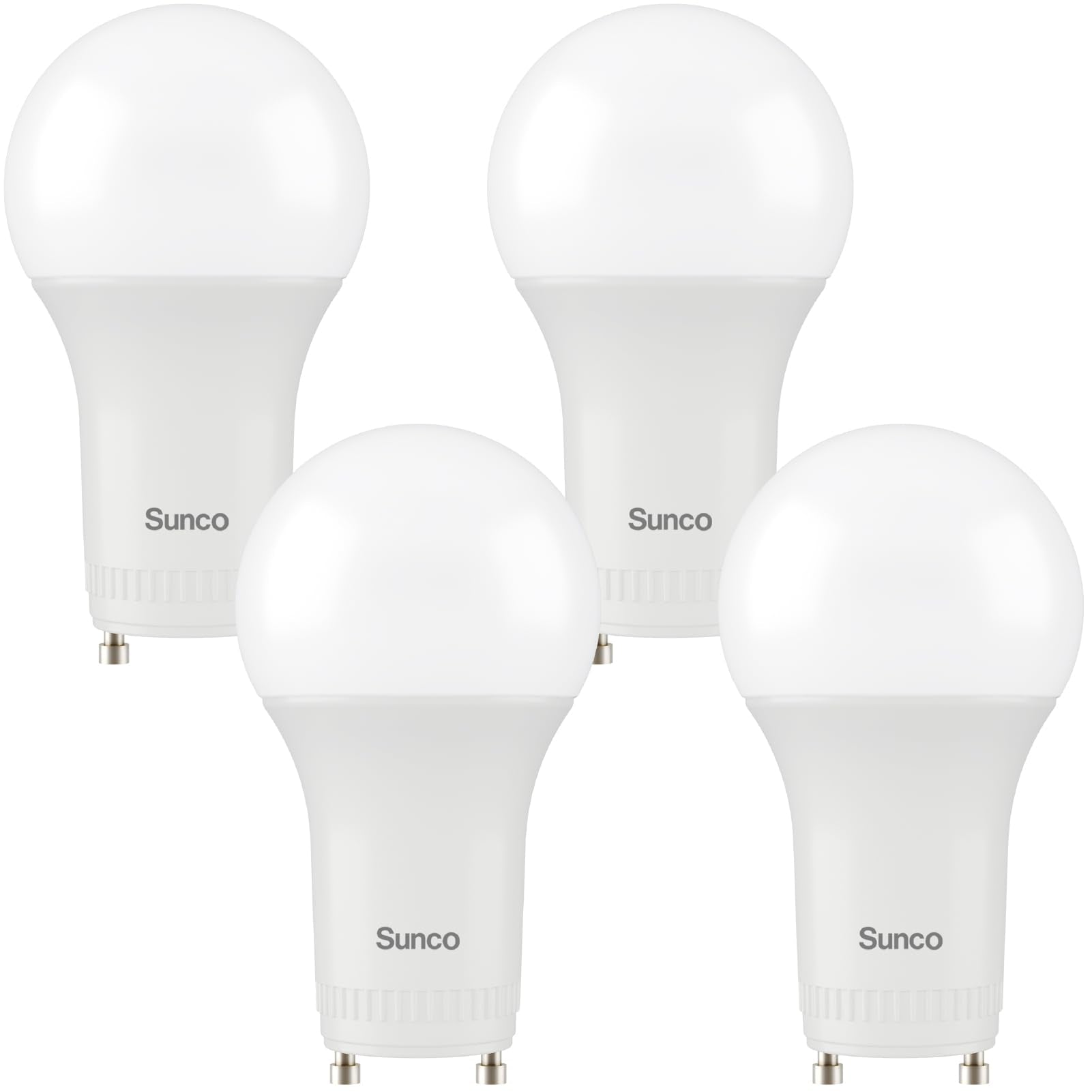 Sunco GU24 LED Bulb A19, 800 LM, 9W (60W Equivalent), Dimmable, 5000K Daylight, 4 Pack, Aluminum Base
