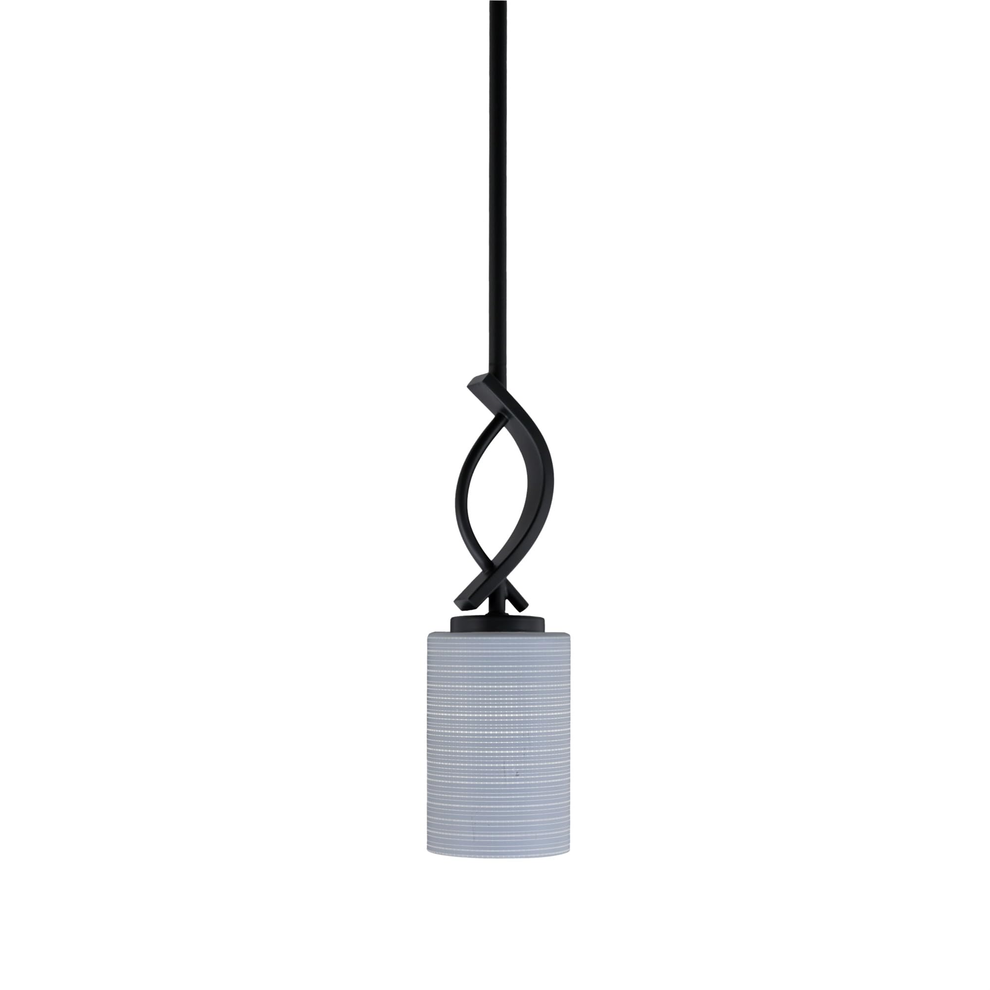Cavella 1 Light Stem Mini Pendant Shown in Matte Black Finish with 4&quot; Gray Matrix Glass