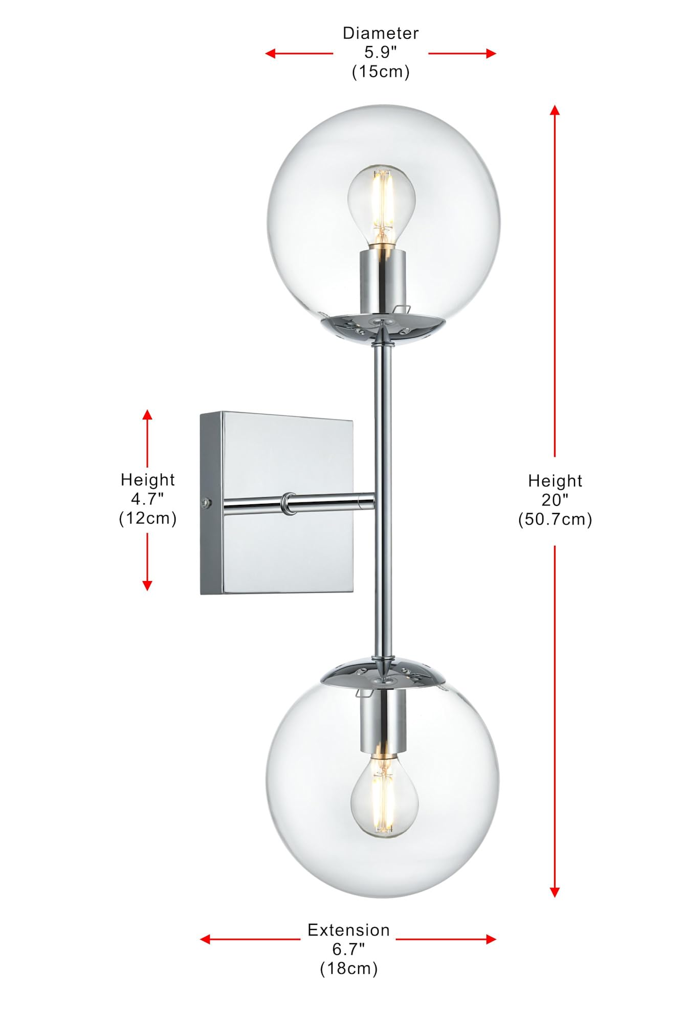 Living District Neri 2-Light Metal Wall Sconce w/Clear Shade in Black and Brass
