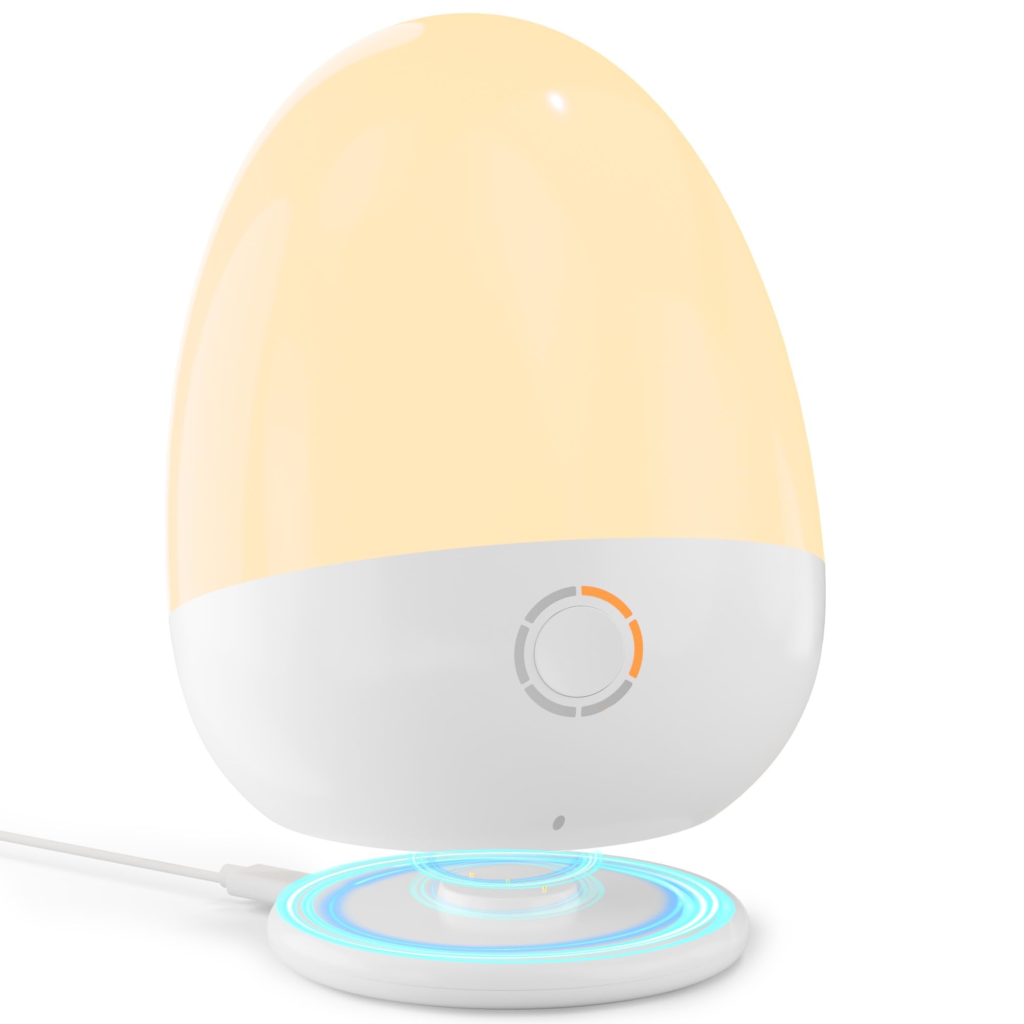 ZUZUKID Touch Egg Night Light Lamp, Rechargeable, 3 Color Temperatures, 4x3.8x5 in, White, Model MP001