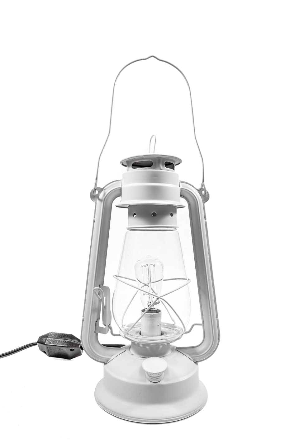 Muskoka Lifestyle Products Rustic Farmhouse Lantern Table Lamp, Dimmable, Glass, Medium Body, White, Model 722589486968
