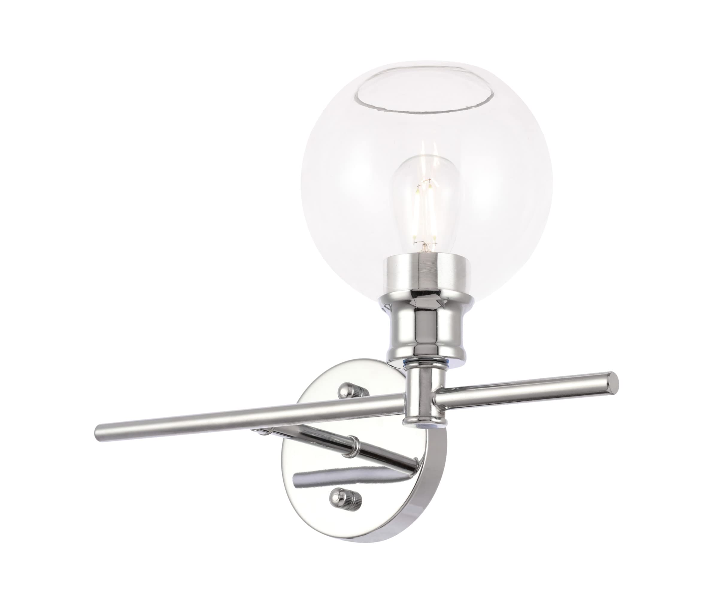 Living District Brass Wall Sconce With Clear Glass Shade - 1 Light, Modern Design