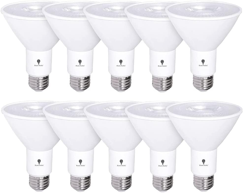 10 Pack Par30 Outdoor Led Flood Light Bulb 12W 100 Watt Equivalent 900 Lumens Dimmable Waterproof E26 6000K Daylight Deluxe Led 