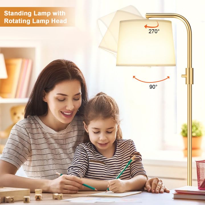 Ambimall Fully Dimmable Floor Lamp - Floor Lamps 9W Led Light Bulbs, Standing Lamps For Living Room, Modern Standing Light Tall