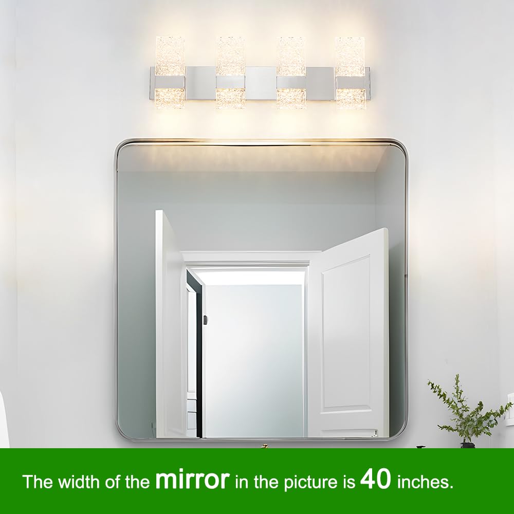 Modern Brushed Nickel 8-Lights Bathroom Vanity Light  Eleglant Nickel Led Bathroom Light Fixtures Over Mirror  Dimmable Acrylic Shade Wall Lighting Fixtures  Hardwired Wall Light(H9.25In  L28.35In)