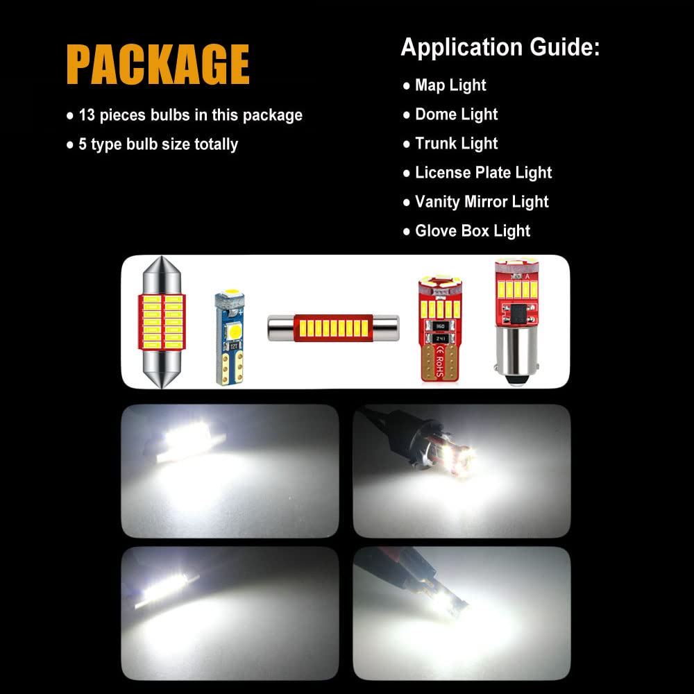 Dodofun Interior Led Light Kit Compatible With 1996-2002 Toyota 4Runner (13-Pc Bulb 6000K)
