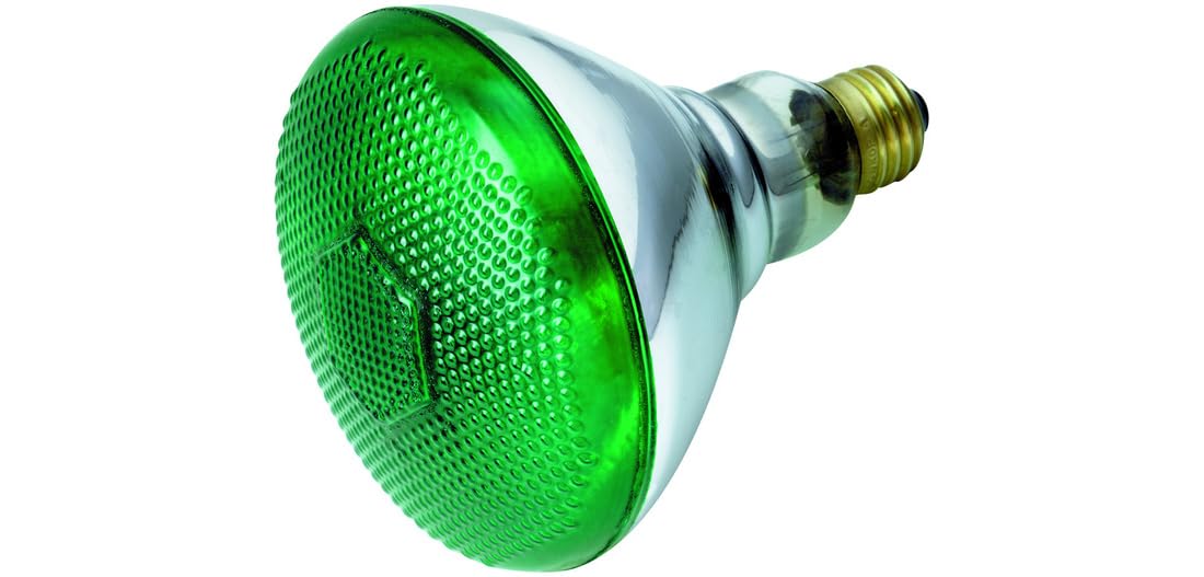 Satco S4427 100 Watt Br38 Incandescent 120 Volt Medium Base Light Bulb, Green
