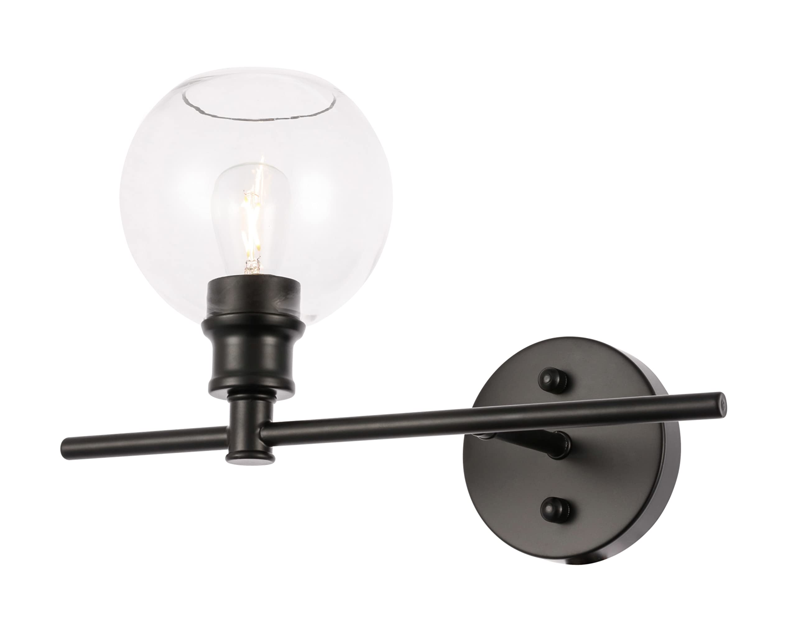 Living District Black And Clear Glass Wall Sconce - 1 Light Right Fixture