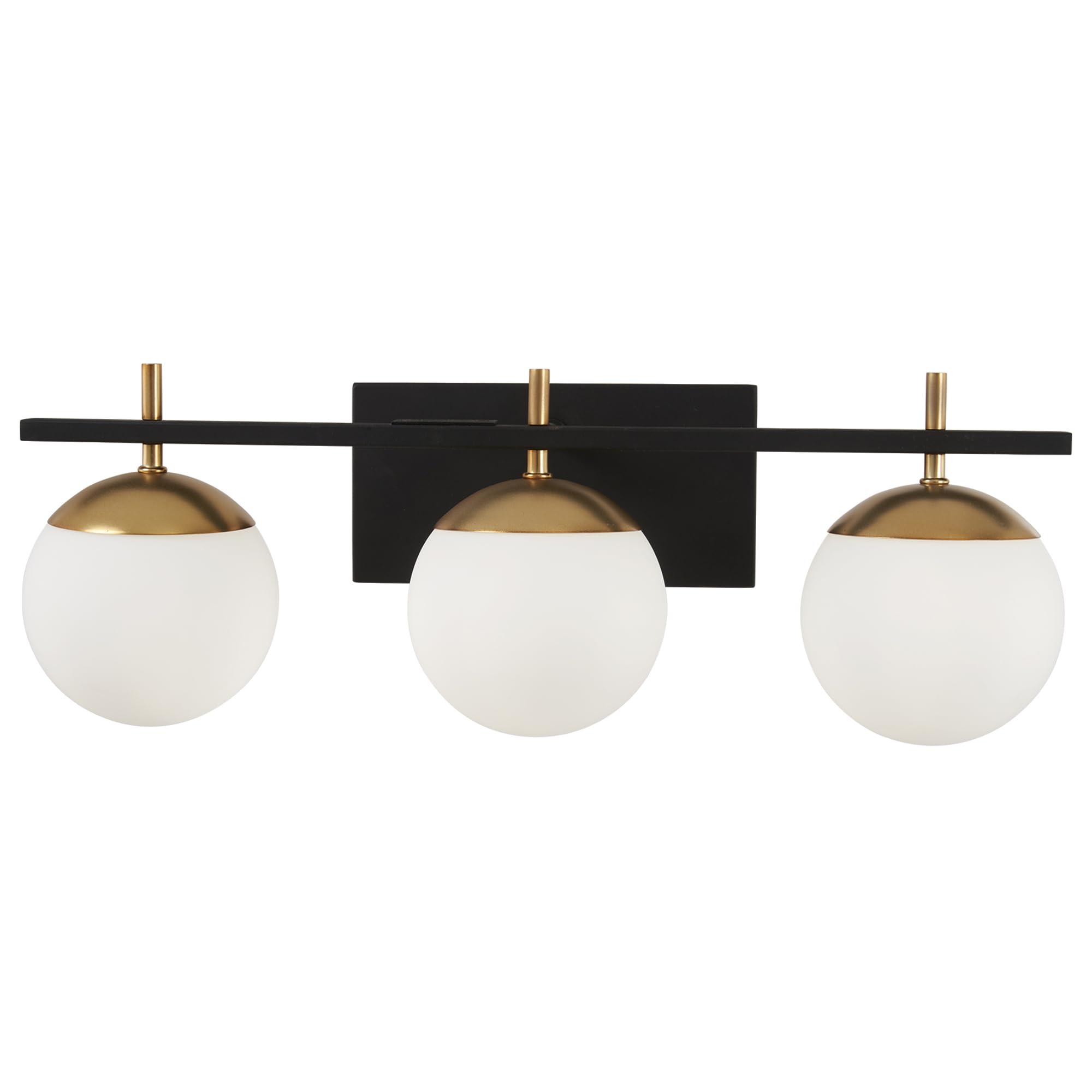 GEORGE KOVACS P1353-618 Alluria Vanity Bath Light, 3-Light, 225 Total Watts, 8.5-in H x 24-in W, Weathered Black with Autumn Gol
