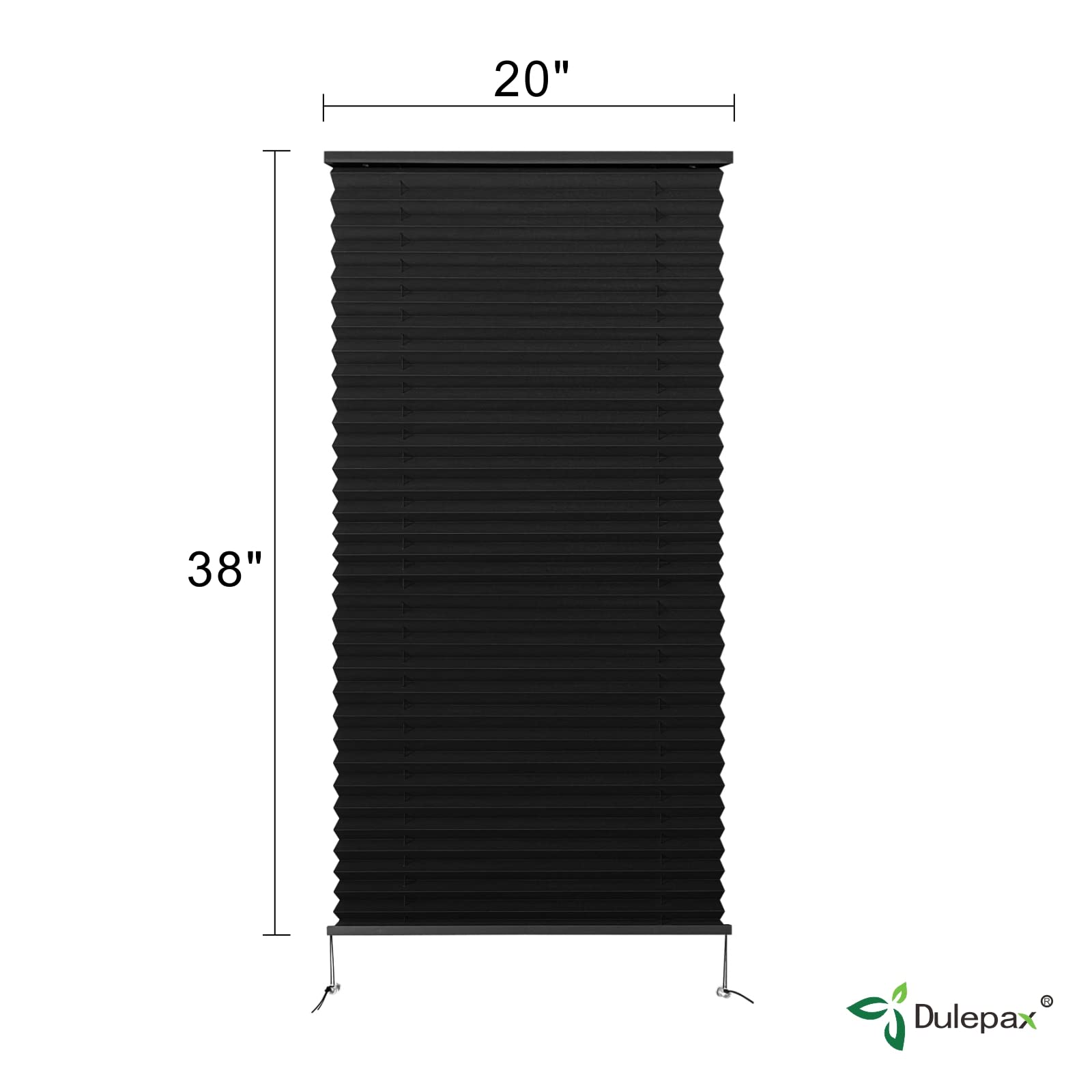 Dulepax Rv Blinds - Pleated Shades, 20'' W X 38'' L Black Rv Window Shades For Camper, Travel Trailers & Motorhome Windows