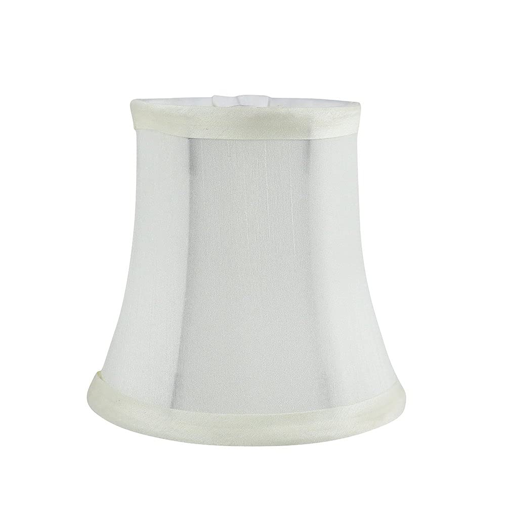 MERIVILLE Faux Silk Chandelier Lamp Shades Set of 6 Softback Bell Shape Clip-On Fitter 3.5in x 5in x 4.75in Eggshell