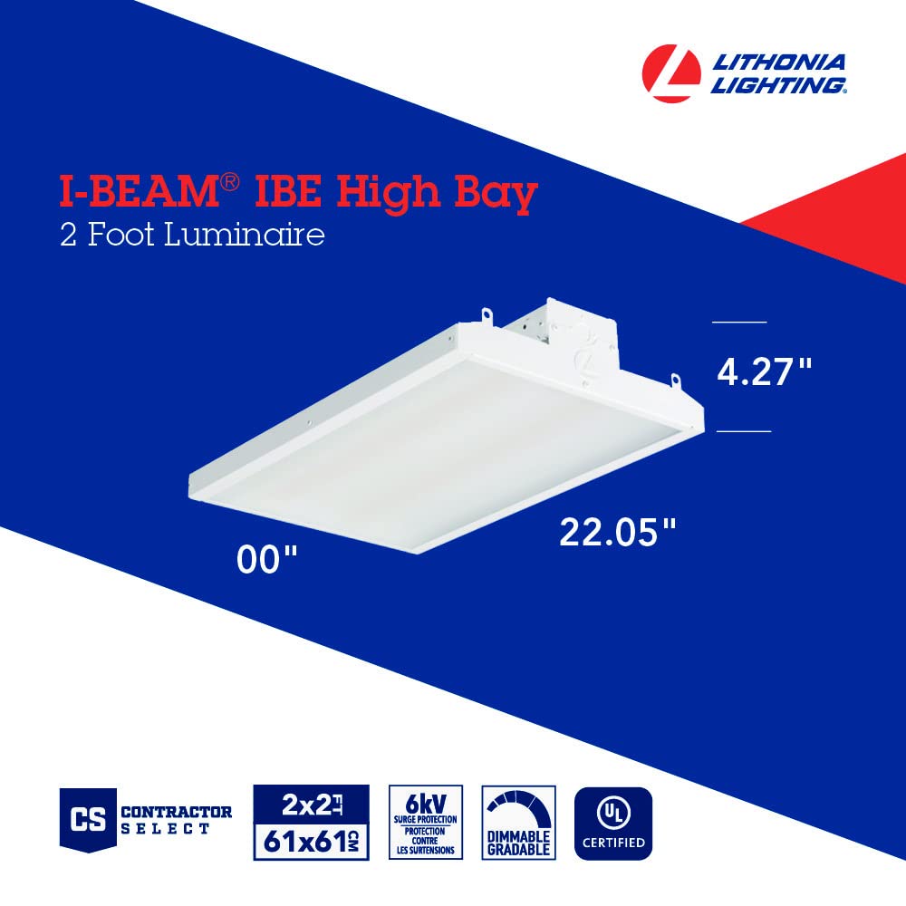 Lithonia Lighting Ibe 12Lm Mvolt 50K I-Beam Ibe 12,000 Lumen 5000K Daylight Led High Bay Light, White