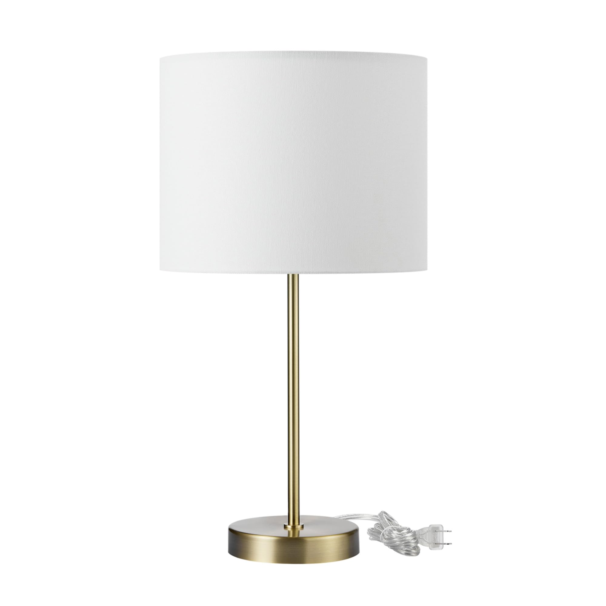 Globe Electric 67539 Versa 19 Table Lamp - Matte Gold, Metal With White Linen Shade, On/Off Switch