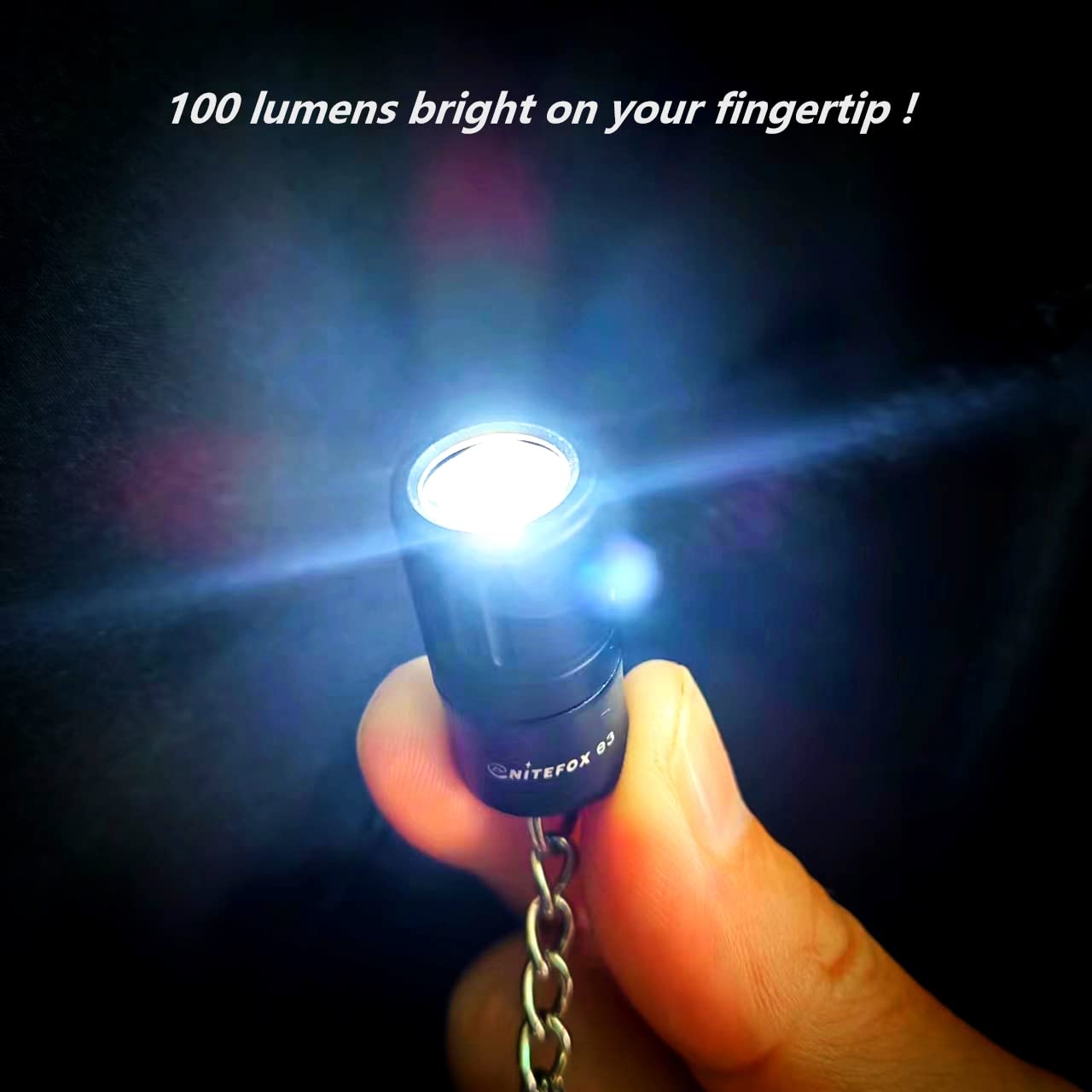 Nitefox e3 Mini Keychain Flashlight - 100 Lumens, Portable Aluminum Light in Black for Camping, Hiking, Dog Walking, Gifts