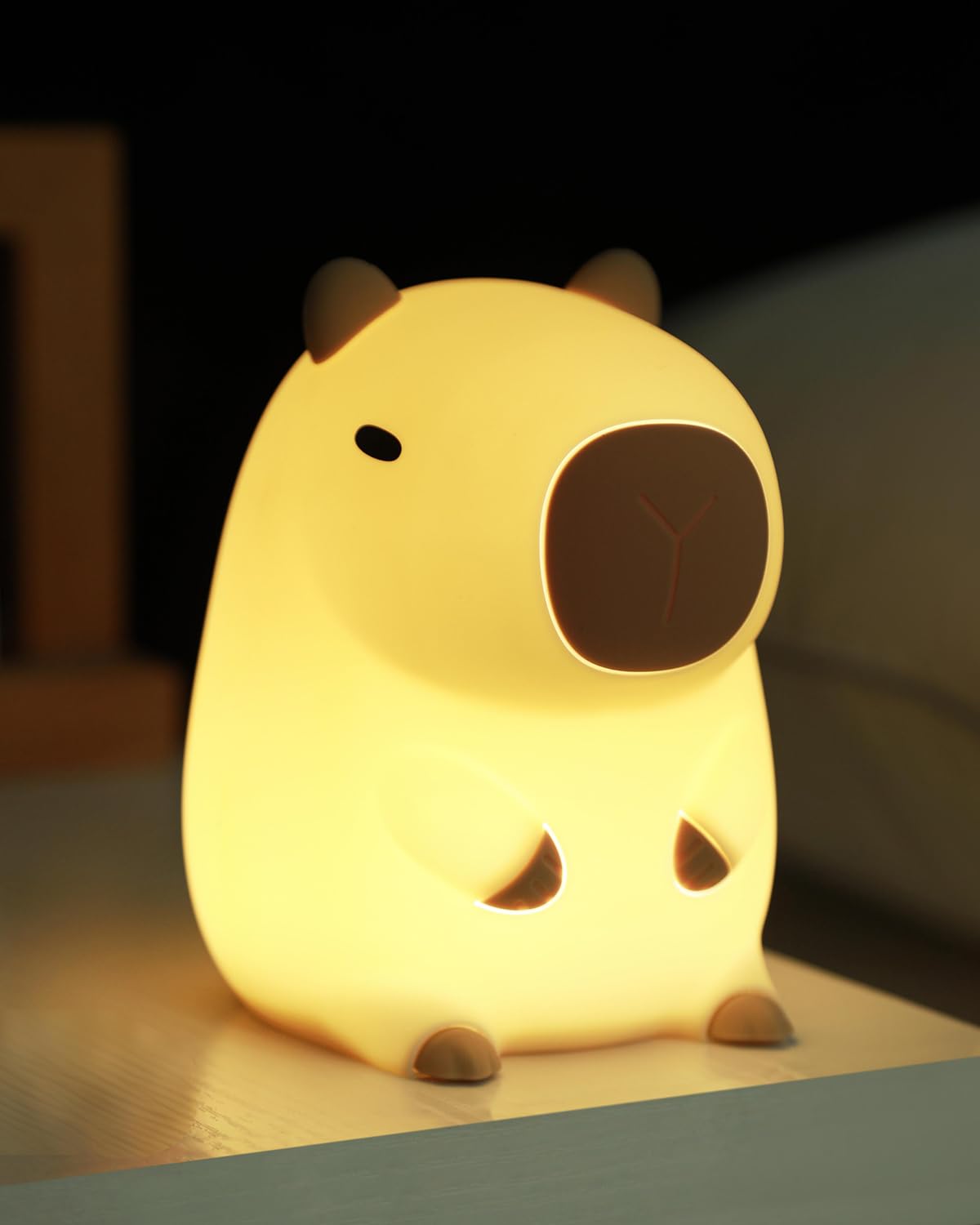 Cute Capybara Night Light  Animal Lamp  Food Grade Silicone  Rechargeable  2 Level Dimmable  Squishy Nursery Nightlight For Desk Decor  Funny Gifts Stuff For Boys Girls Baby  White Elephant Gifts