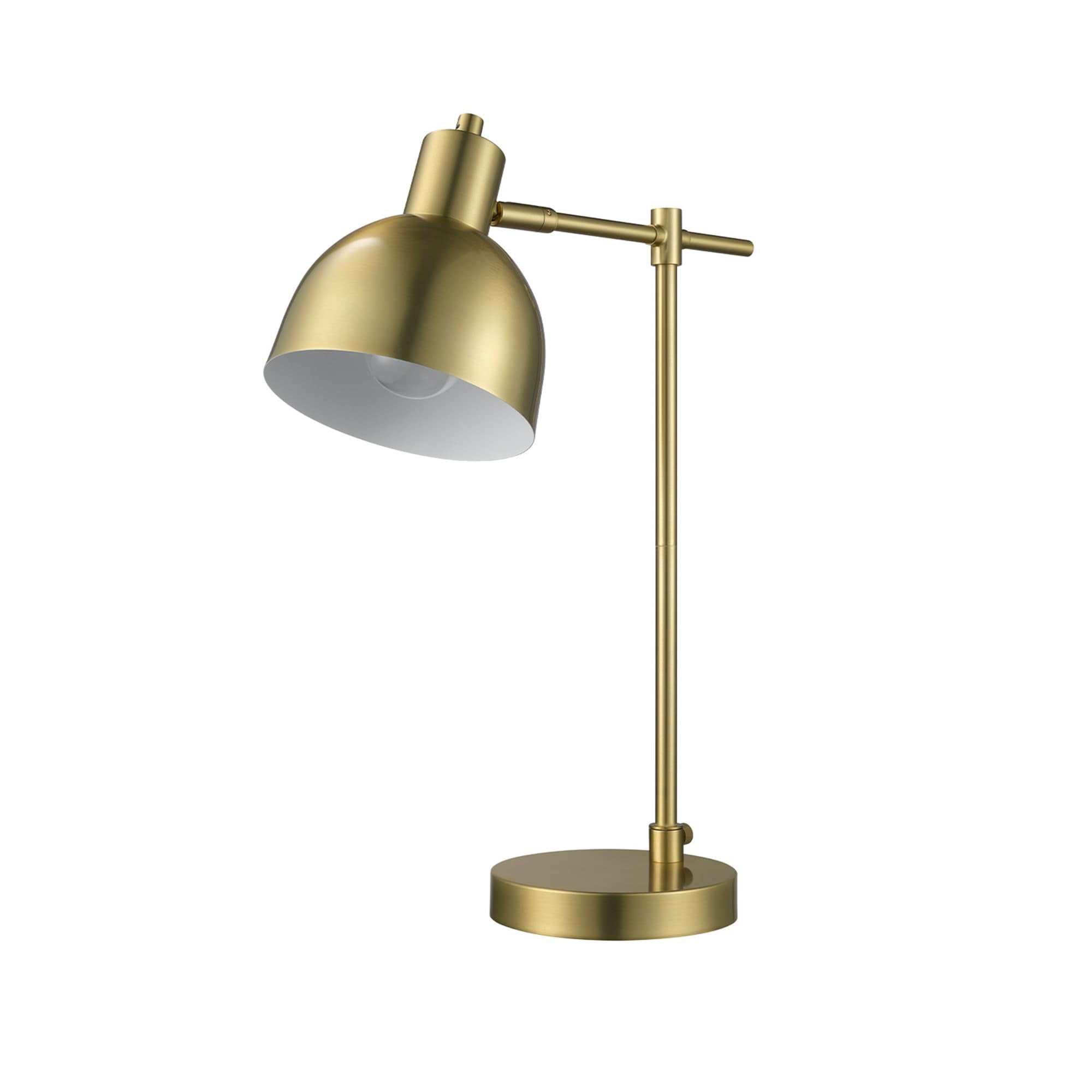Globe Electric Desk Lamp, 18in Matte Brass Finish, Matte Black Shade, E26 Base, Model 61000058