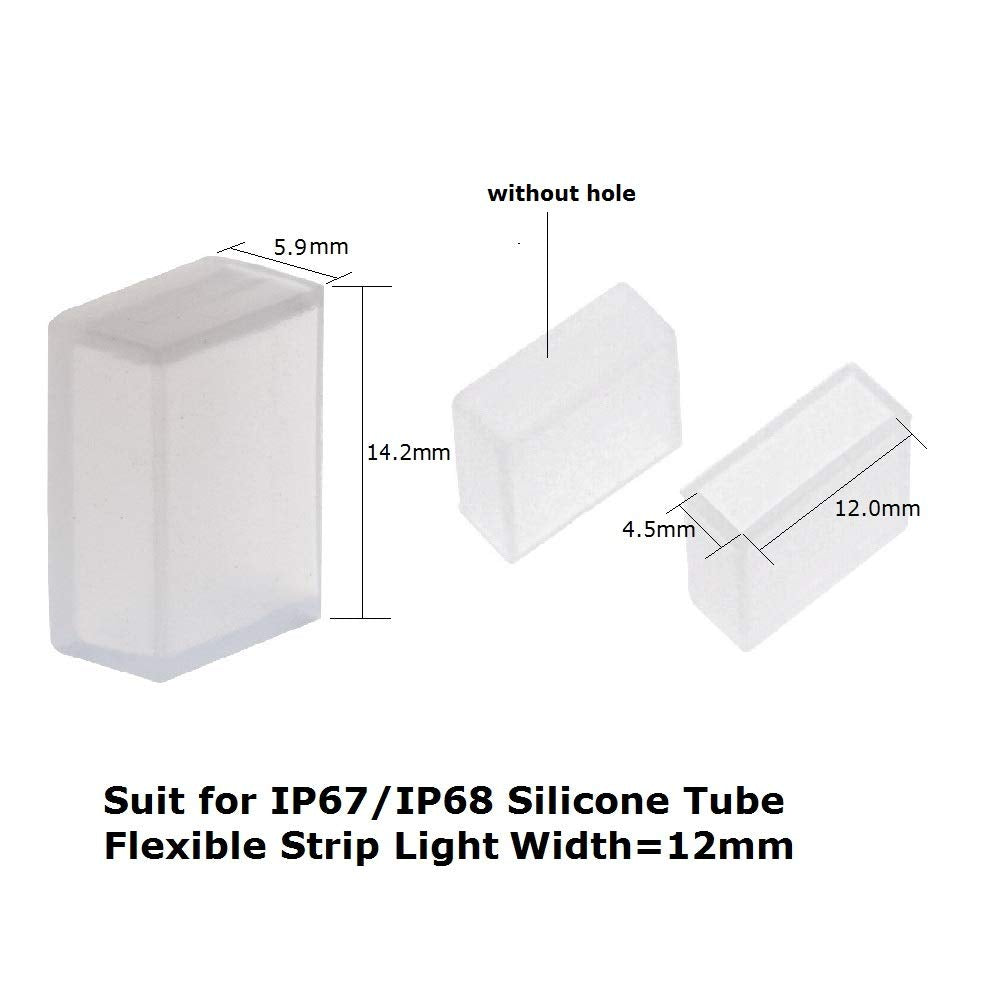 Msdusa 50 Pack End Cap Cover With Sealant Use For 12Mm/0.47In Width Ip67/Ip68 Waterproof Silicone Led Strip Light