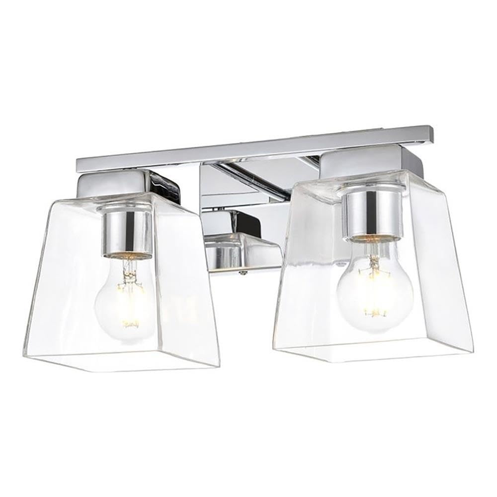 Living District Merrick 2-Light Iron & Glass Bath Sconce in Chrome/Clear