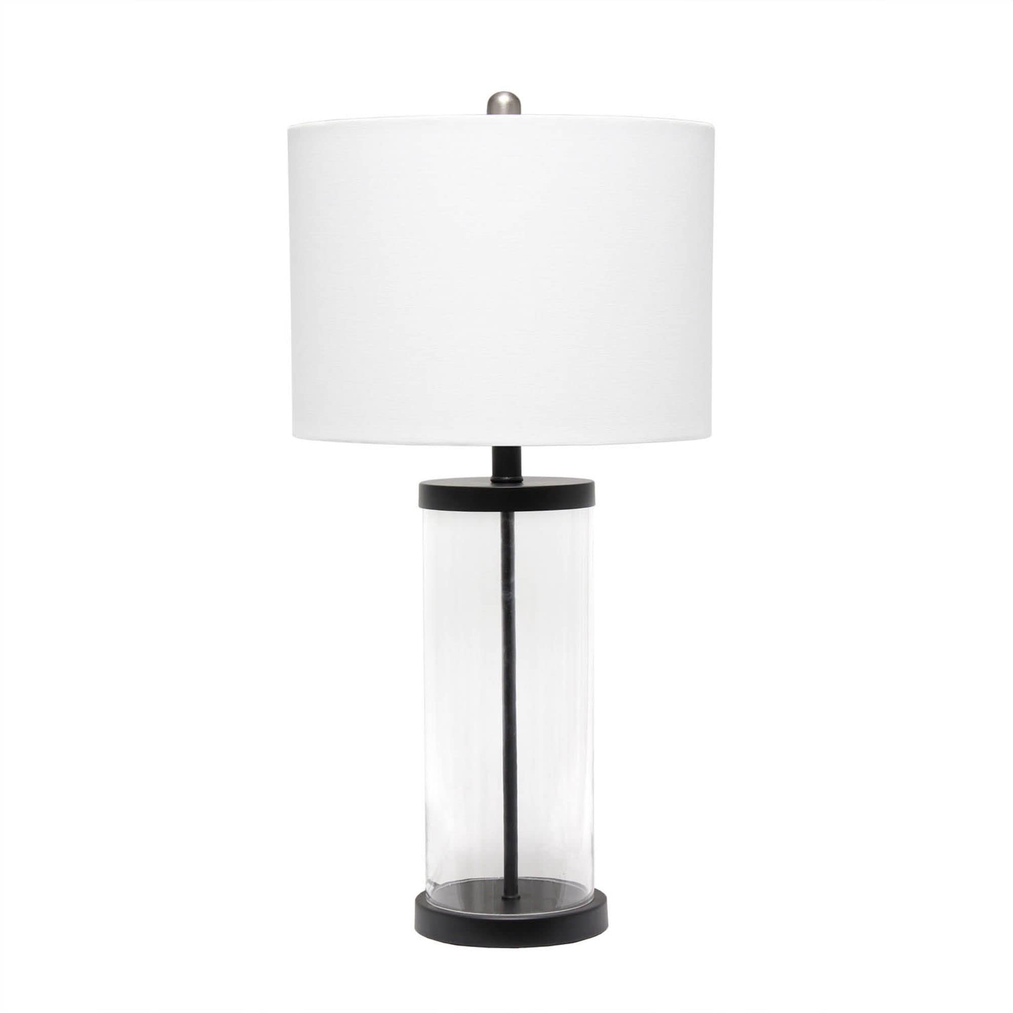 Lalia Home Contemporary Entrapped Glass Table Lamp with Fabric Shade - Black/White