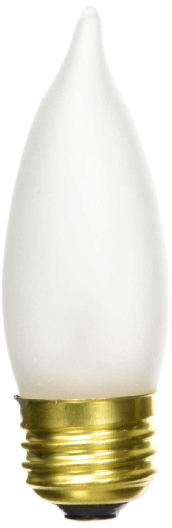 Bulbrite B25EFF 25-Watt Medium Base Incandescent Flame-Tip Chandelier Bulb, Frost, 2-Pack
