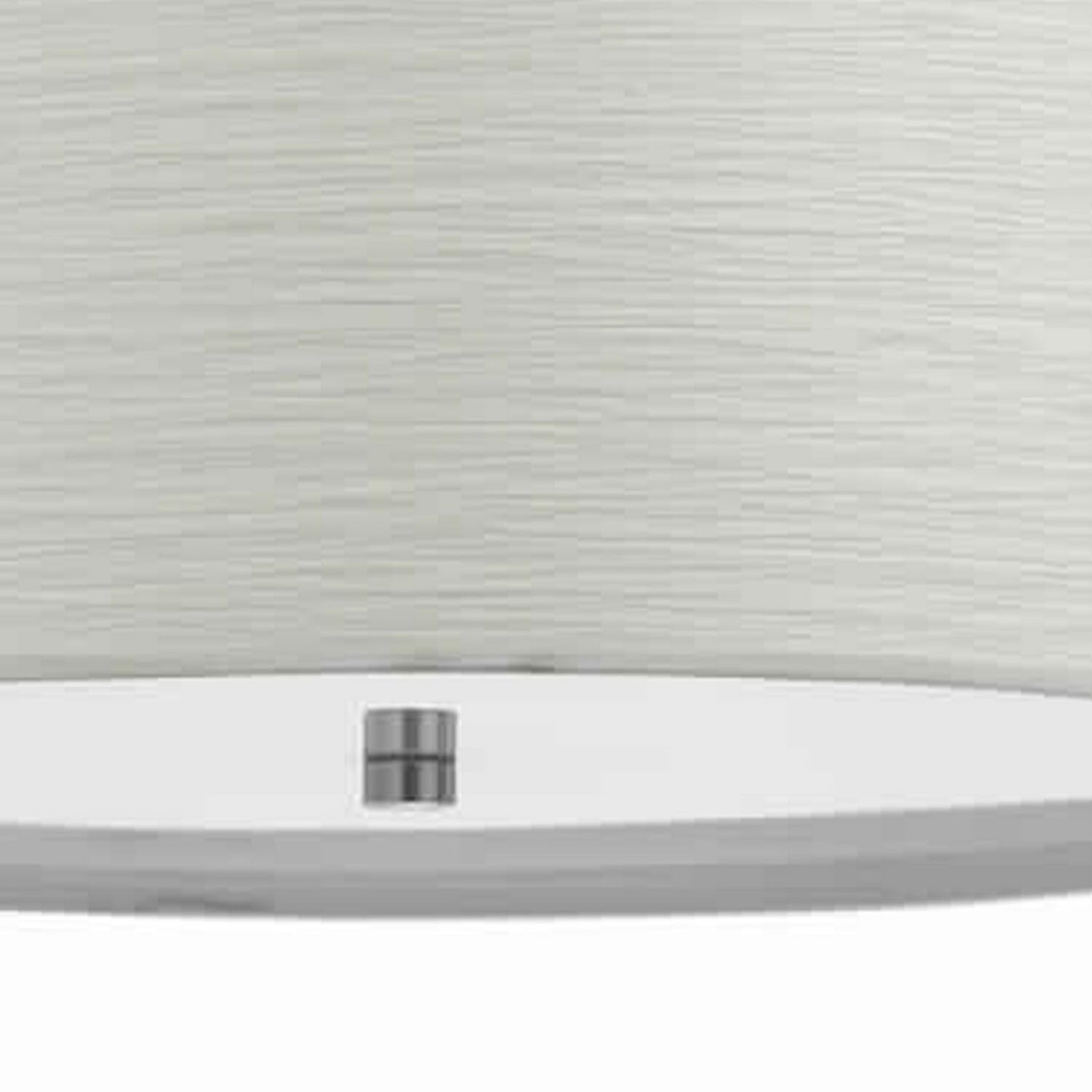 Benjara Drum Style Pendant Fixture With Fabric Shade And Brushed Details, White