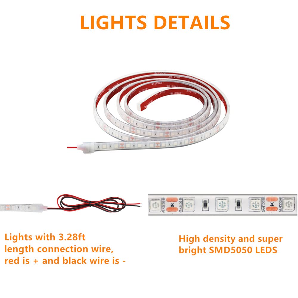 Rolightic Marine Submersible Boat Led Strip Lights  12V 6Ft Ip68 Waterproof Underwater Boat Lights  Boat Interior Light  Boat Deck Light Courtesy Lighting For Night Fishing Pontoon Kayak  Blue