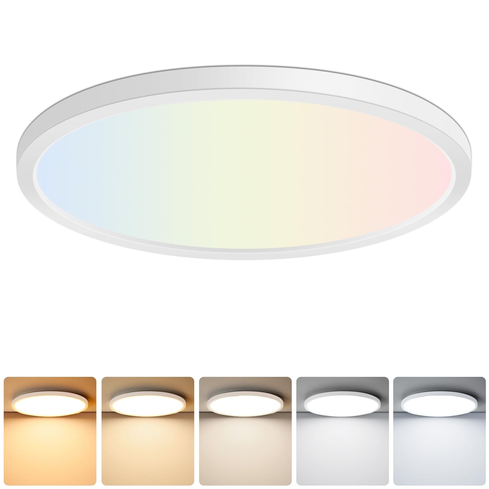 Brightever LED Flush Mount Ceiling Light, 12 Inch 24W Ultra Slim 0.67 Inch Kitchen Lighting Fixture, 3200LM 240W Equivalent, 270