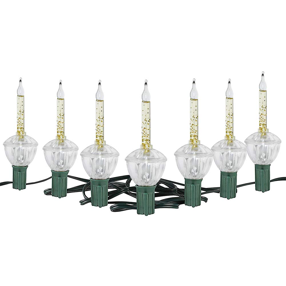GOOTHY Christmas Bubble Lights - 11Ft Gold Vintage String Lights, 8 Clear Bubble Lights with Gold Glitter, E12 Base, UL Listed