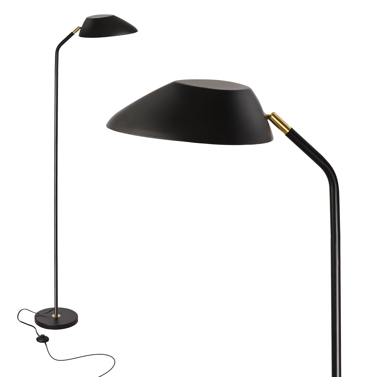 Folux Industrial Minimalist Metal Floor Lamp Matte Black  Modern 67   Standing Lamp for Reading  Bedside  Living Room  Foot Pedal Switch
