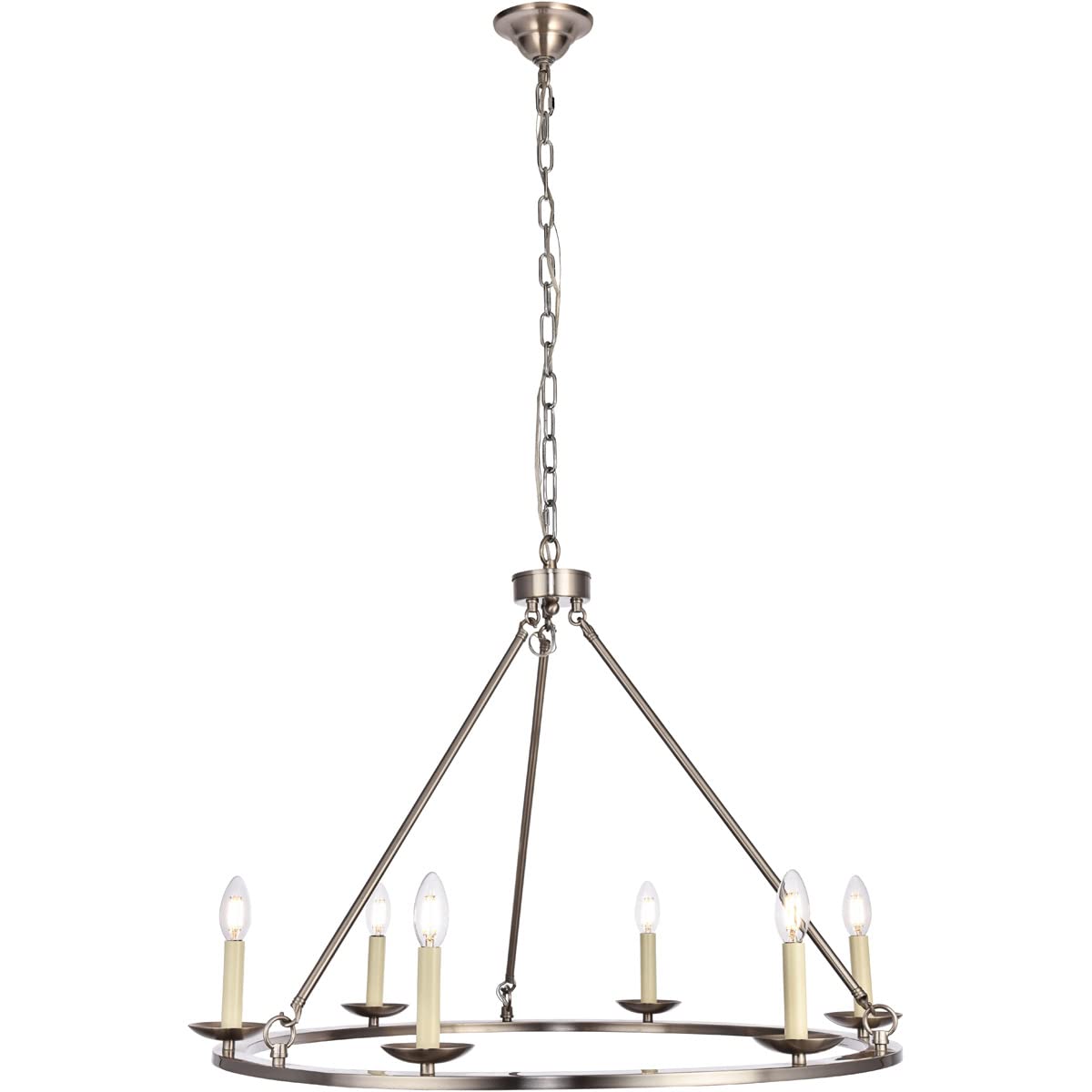 Elegant Lighting Maine 6-Light 32.5&quot; Taper Candle Chandelier, Burnished Nickel Finish