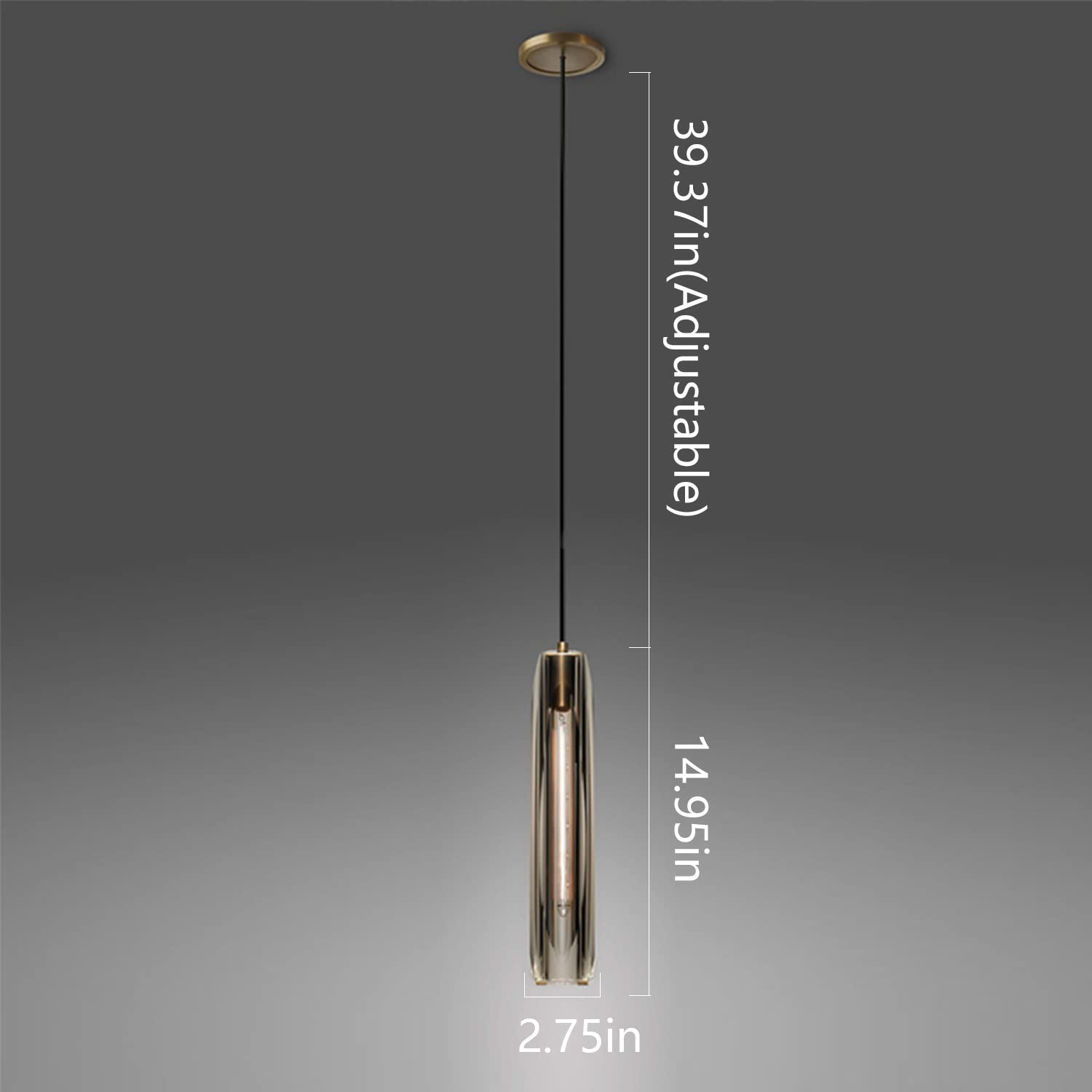 PRTSER Pendant Light - Smoke Gray Crystal Shade, Model 6608, Kitchen Island Lighting Fixture