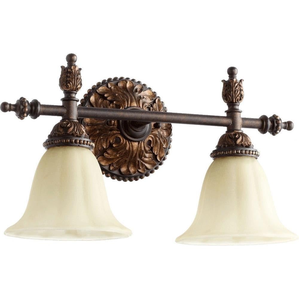 Quorum International Two-Light Traditional Vanity In Toasted Sienna/Mystic Silver Finish