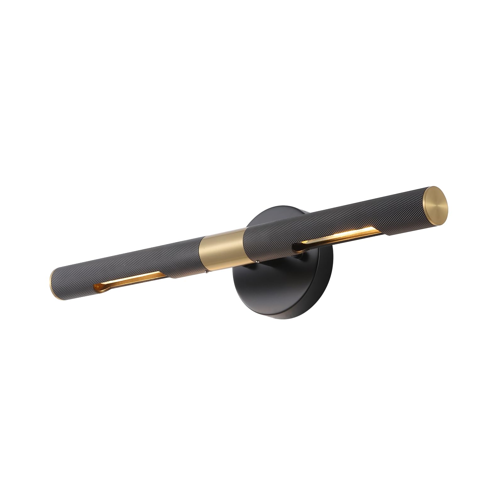 BAODEN Modern Picture Light 19 inches Brushed Brass Gold Black Wall Sconce with Knurled Texture Cylinder Metal Shades Rotatable 360Indoor Wall Lighting Fixture for Bathroom Vanity Lights Bedroom