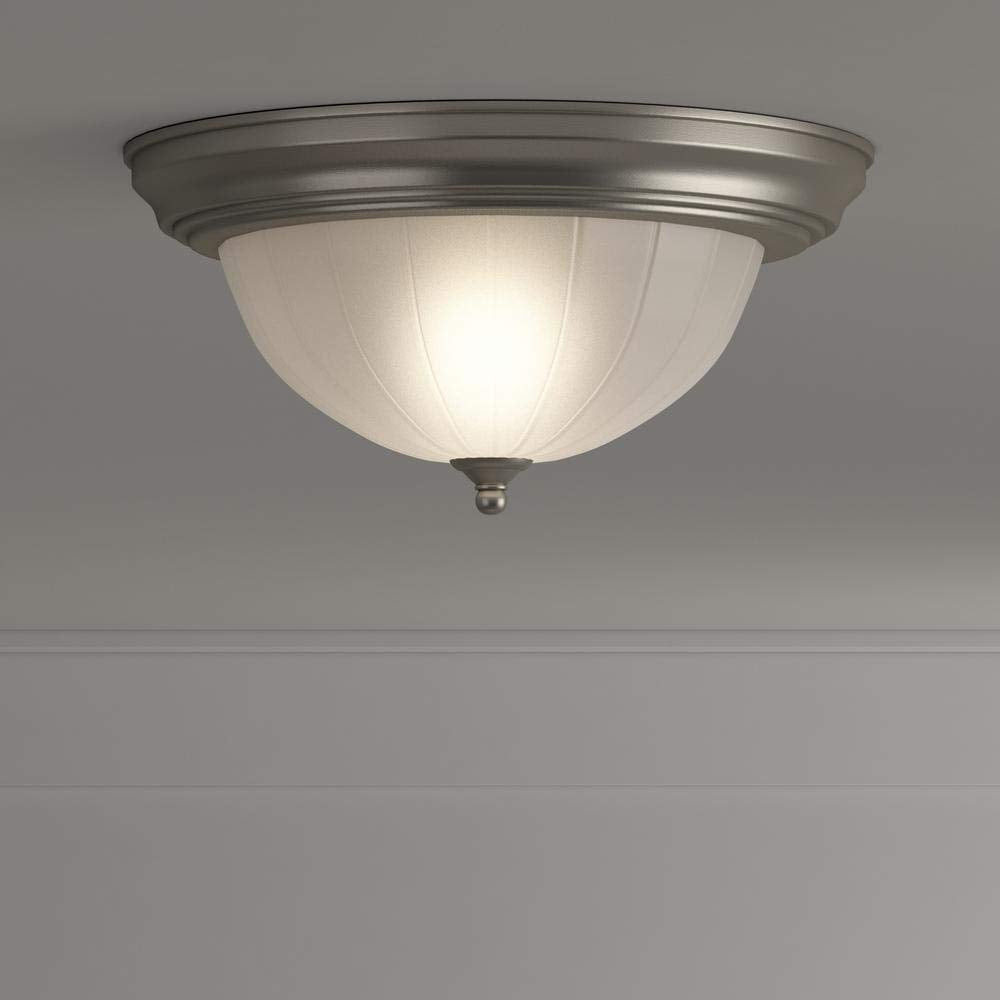 Progress Lighting P3817-09 2-Light Close-To-Ceiling With Etched Ribbed Glass, Brushed Nickel