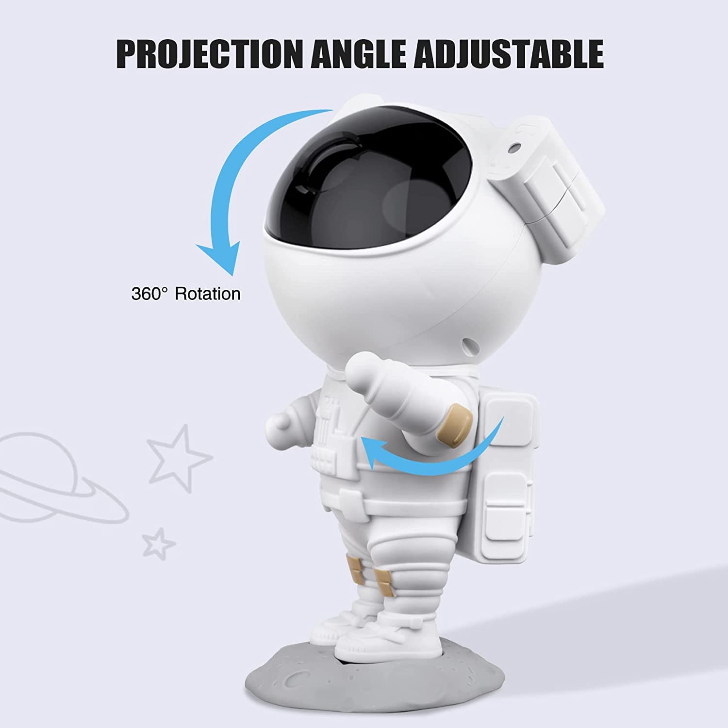 Jiejie-Jj Abs Starry Night Light Projector Astronaut Led Projection Lamp With Remote Control,Adjustable Head Angle,Gift For Kids