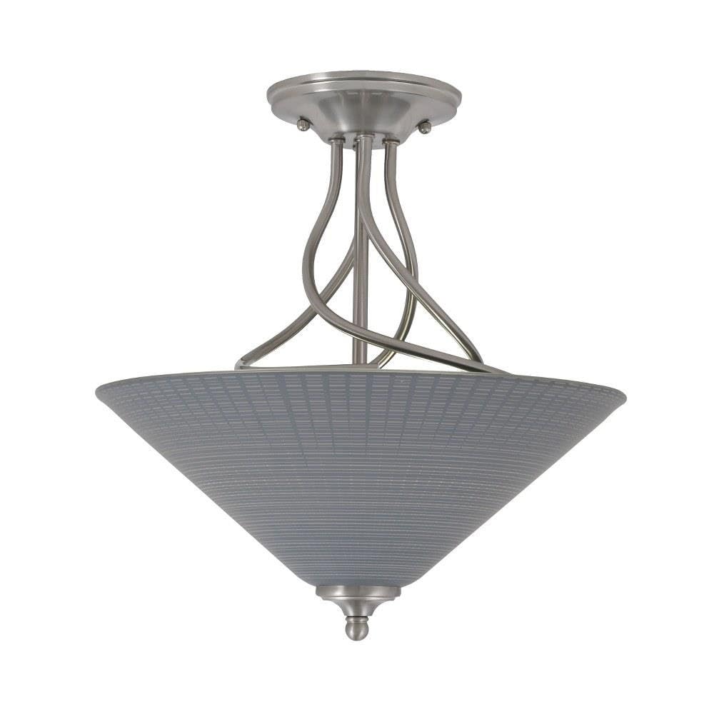 Toltec Lighting 909-BN-4012 Capri - 3 Light Semi-Flush Mount-16 Inches Tall and 16 Inches Wide, Finish Color: Brushed Nickel, Glass Color: Gray Matrix