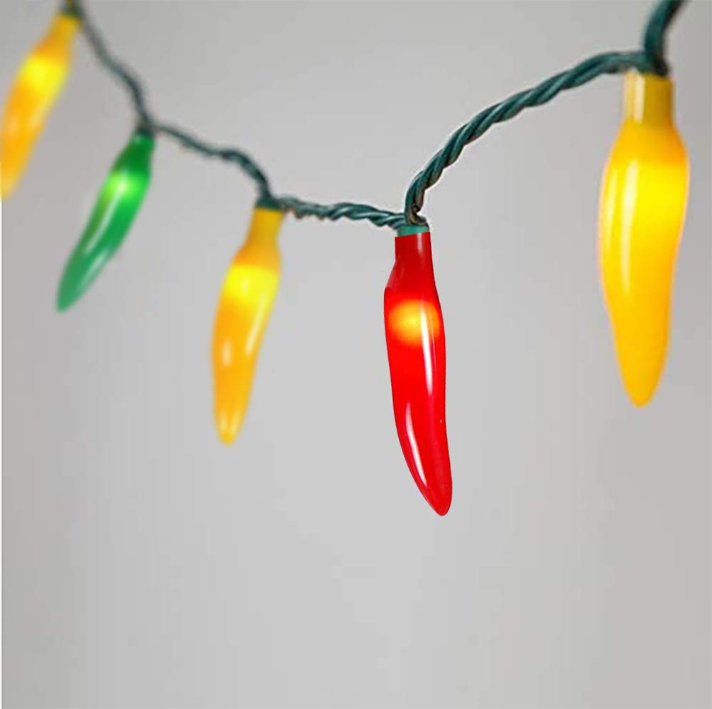 SUNSGNE Chili Pepper String Lights, 35 Incandescent Bulbs, 13.6FT, Multicolor Warm White, Outdoor Patio Garden Decor