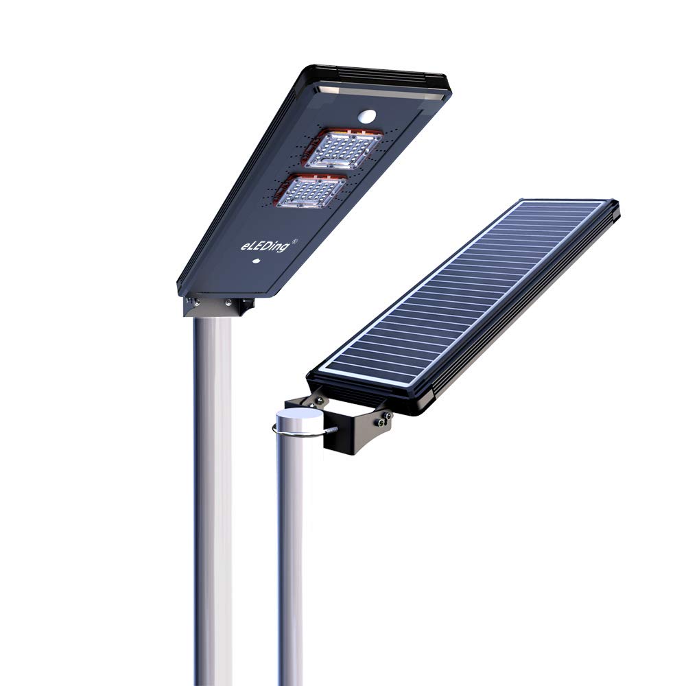 Eleding Solar Power Dusk To Dawn Led Area Light, 3200 Lumens, Smart Sensing, Black Aluminum