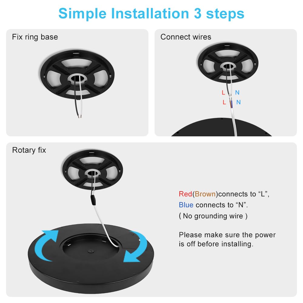 Ledlightsworld 12 24W Cold White Led Ceiling Light, Slim Black Flush Mount, 3200Lm, Model Lm-Xdd-Us-24W-Cw-1P-B