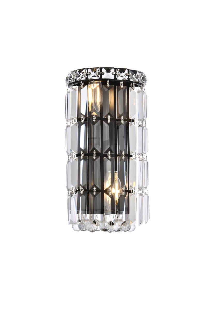 Elegant Lighting Maxime 6" Black Metal And Crystal Wall Sconce - Luxurious Home Decor