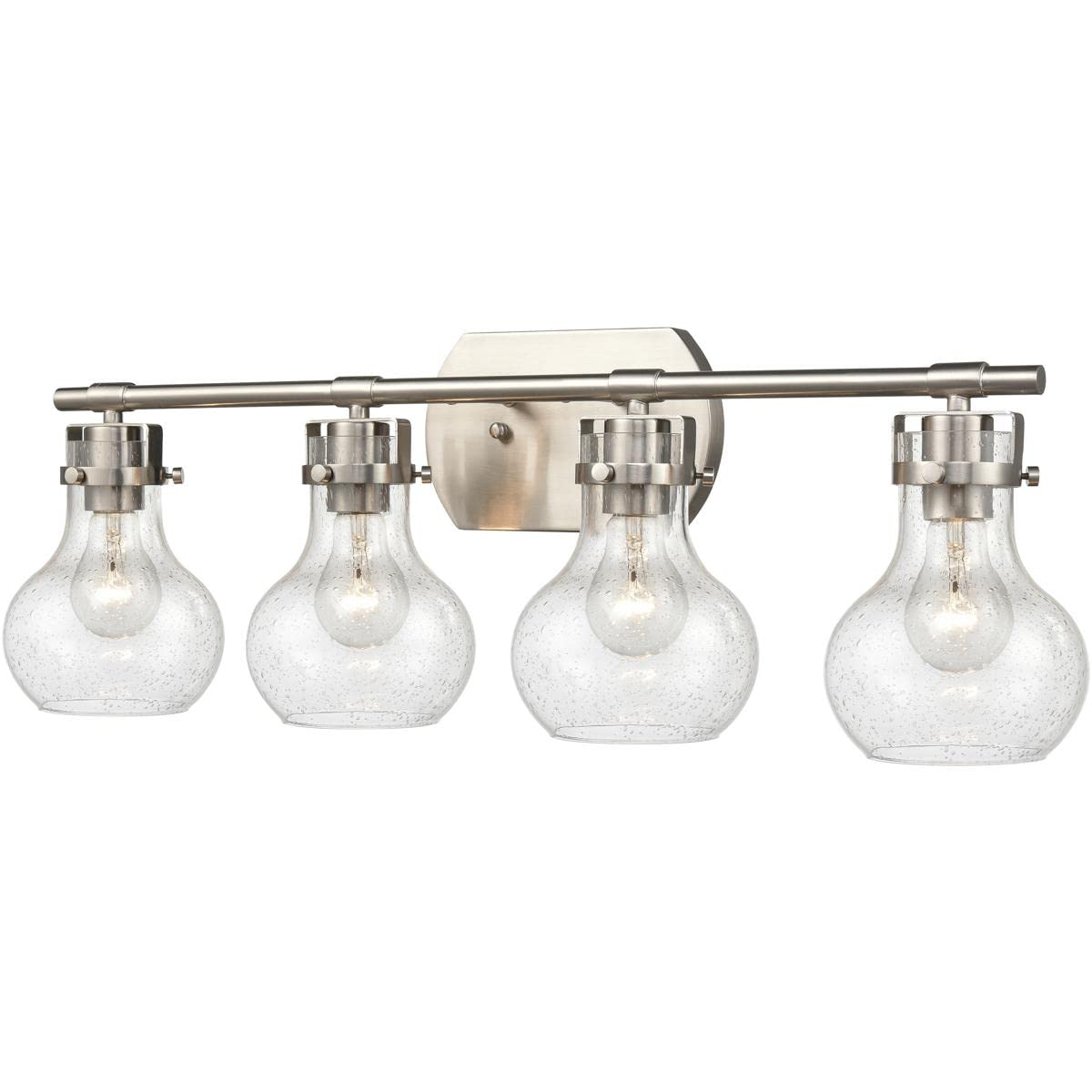 Elk Home Salamanca Satin Nickel 4-Light Vanity Light With Clear Seeded Glass, 29W X 7D X 9.