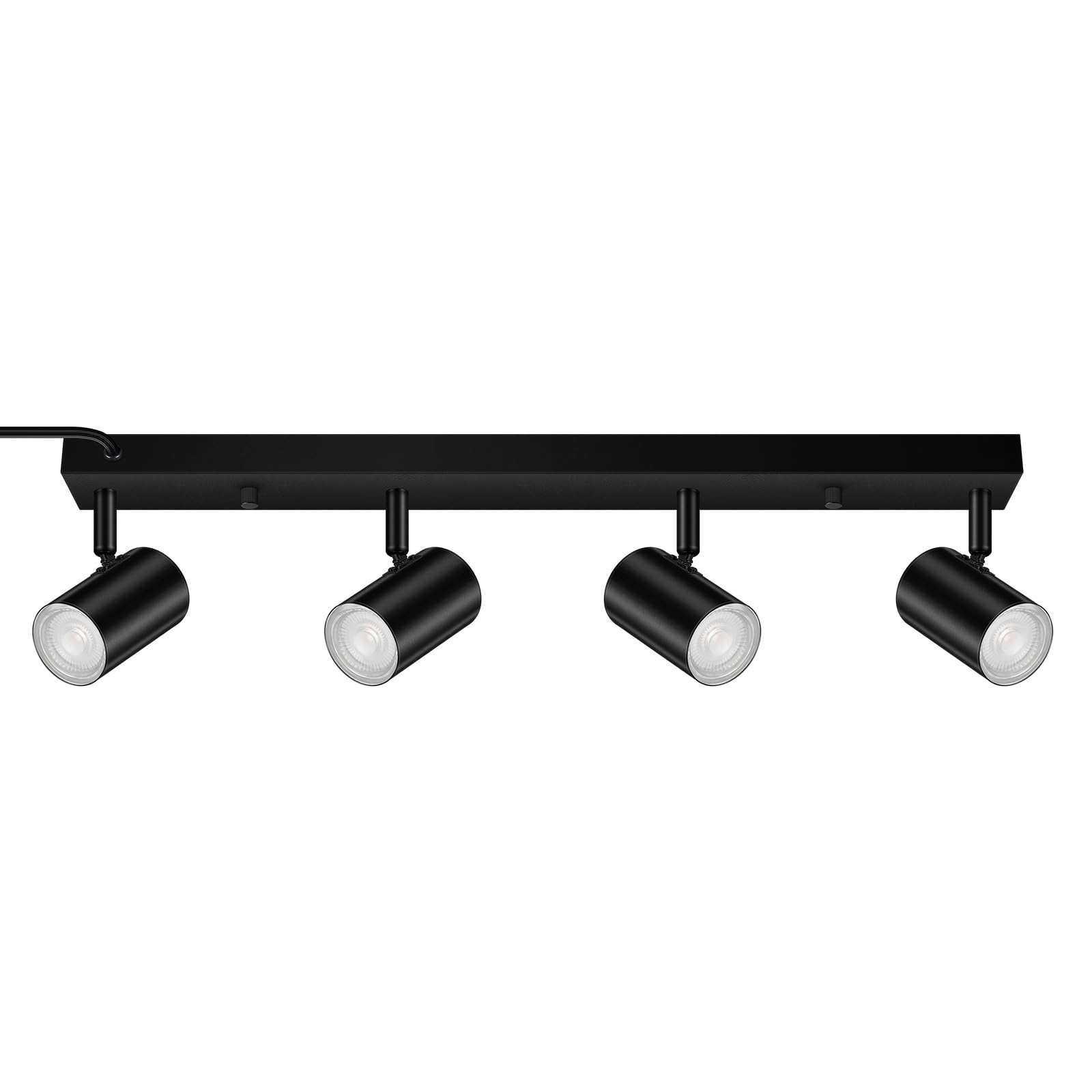 BoostArea Plug in Track Lighting, LED Track Light Kit, Black 4-Light Track Lights for Kitchen, 15 FT Cord,4 Way Ceiling Spotligh
