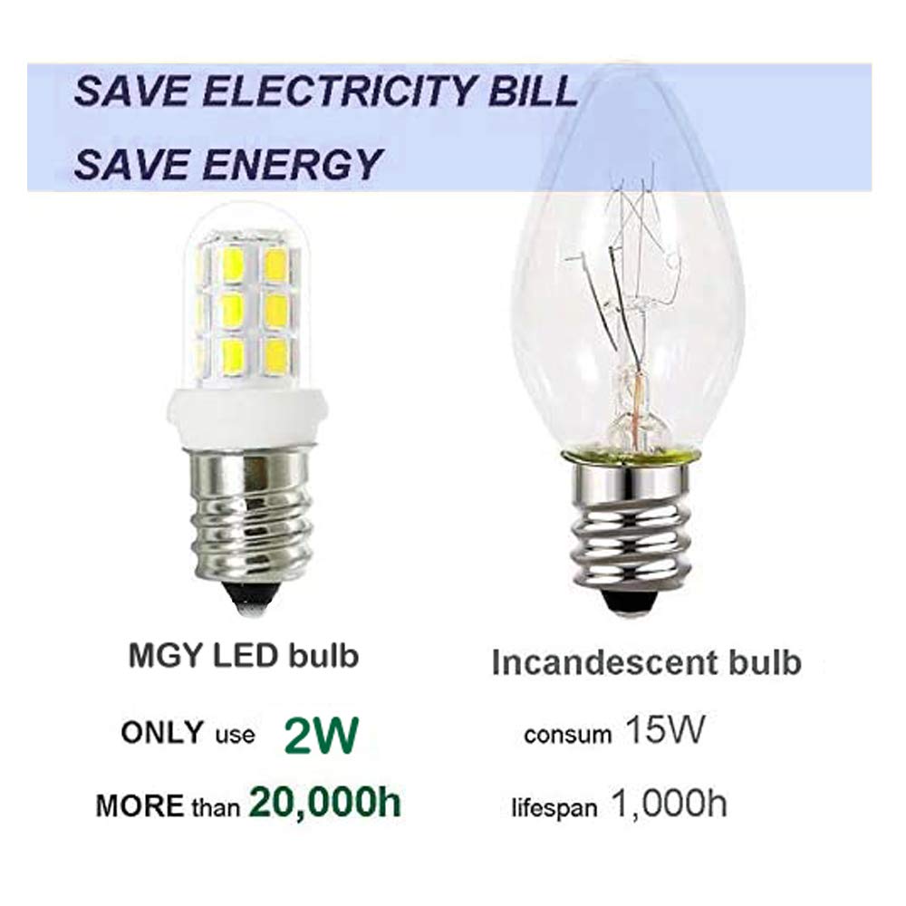 G Mgy Oled E12 Led Bulbs 2W 6000K, 15W Replacement For Salt Lamps & Chandeliers,