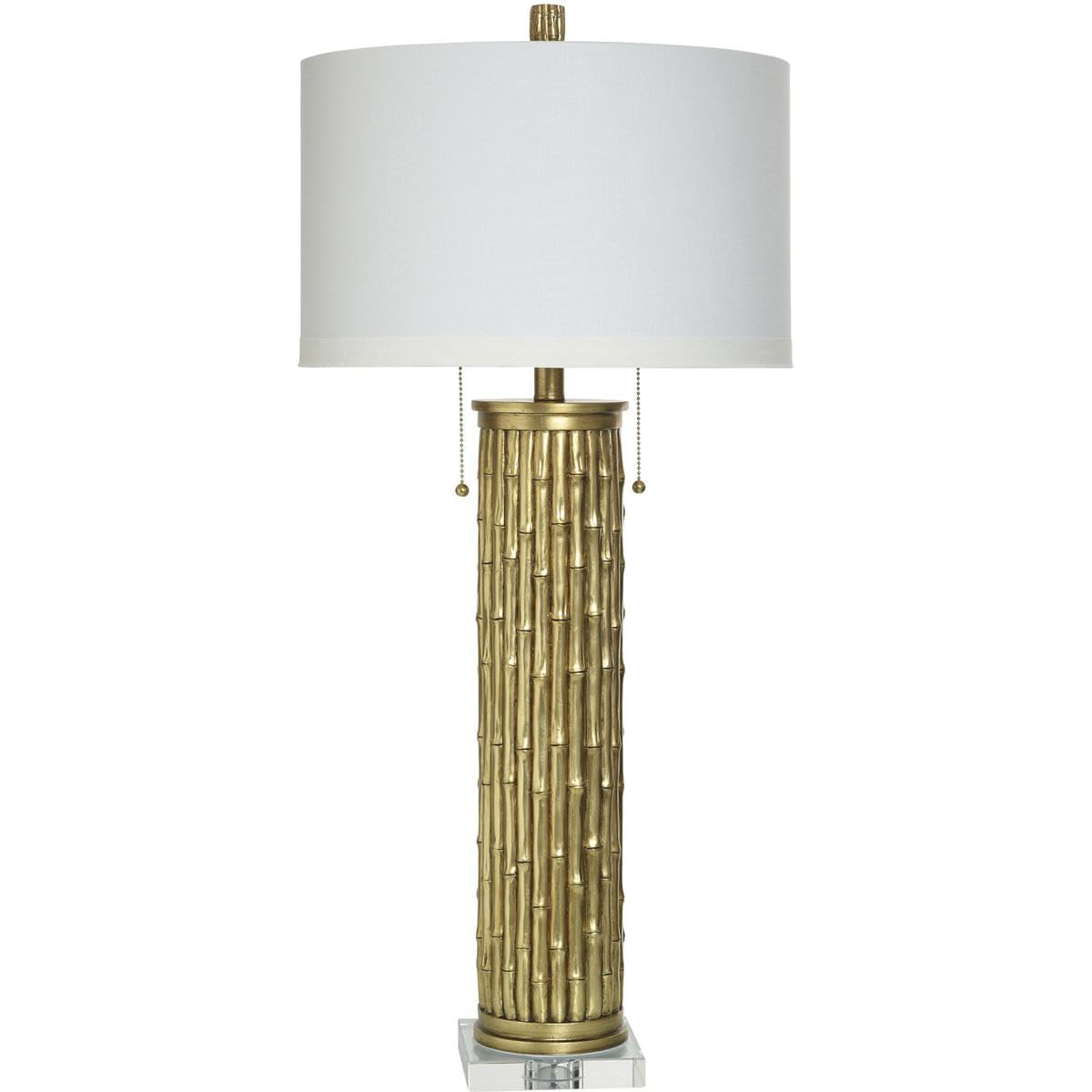 Style Craft Dann Foley Lifestyle - Table Lamp with Twin Pull Chains - Burnished Gold - White Shade