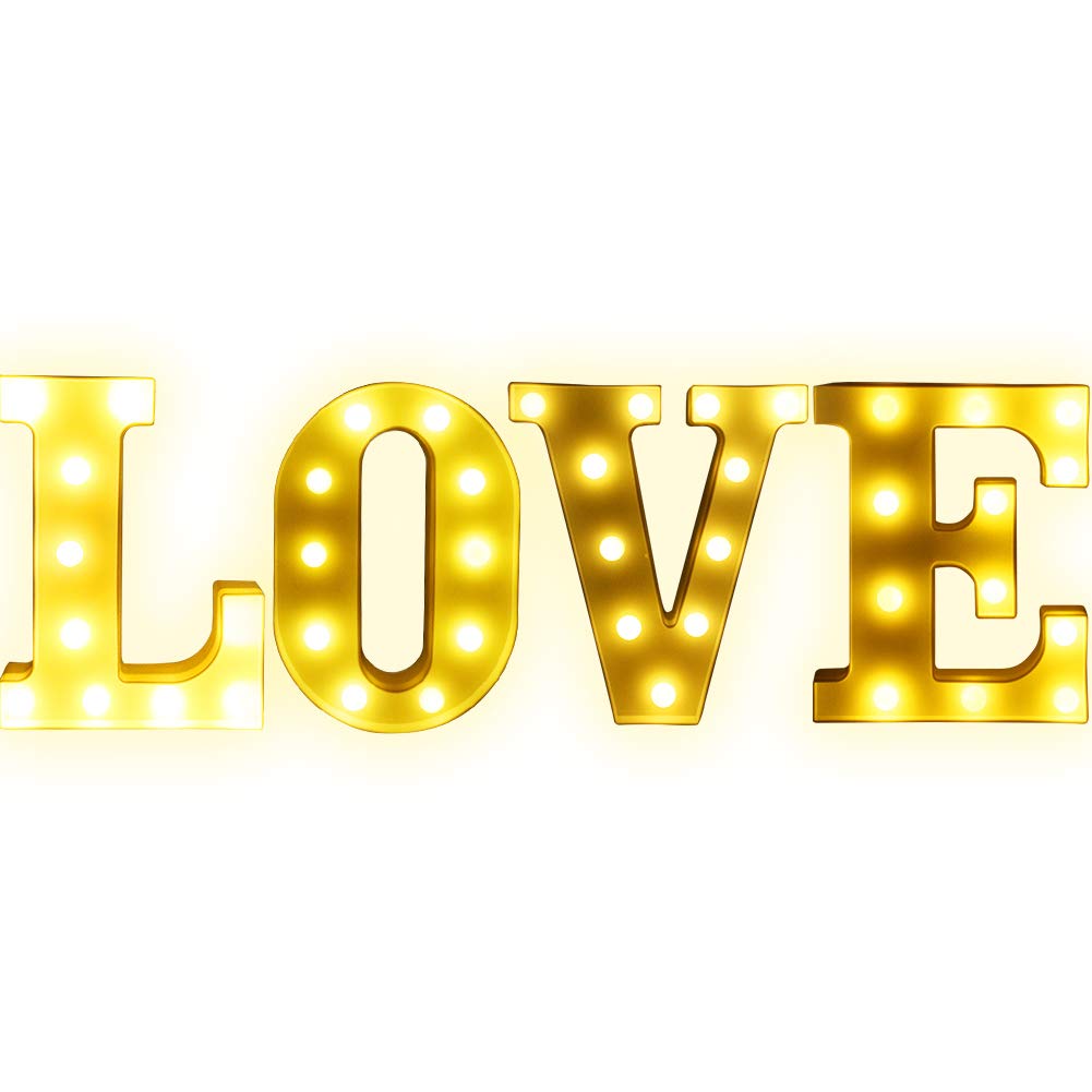 Creation Core 8.7&quot; Tall Large Led Love Marquee Signs Battery Operated Warm White Light Up Letters For Home Bedroom Wedding Table Wall Decor, Love