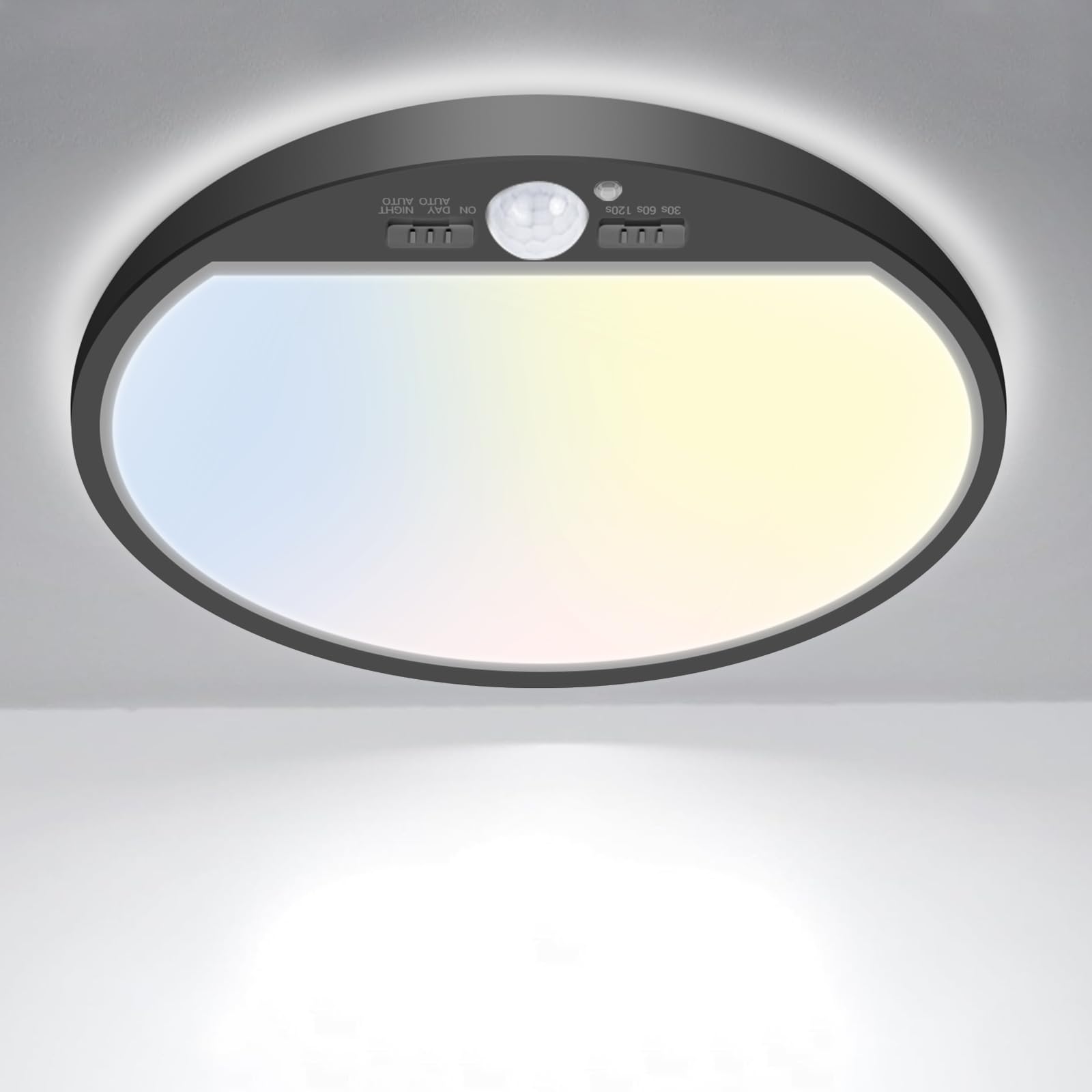 slochi 1Pack Motion Sensor Light Indoor Wired  12 Inch 3000K/4000K/6500K Closet Lights Motion Sensored  24W 2400LM Flush Mount Ceiling Light for Hallway Pantry Stairwell Porch  Black