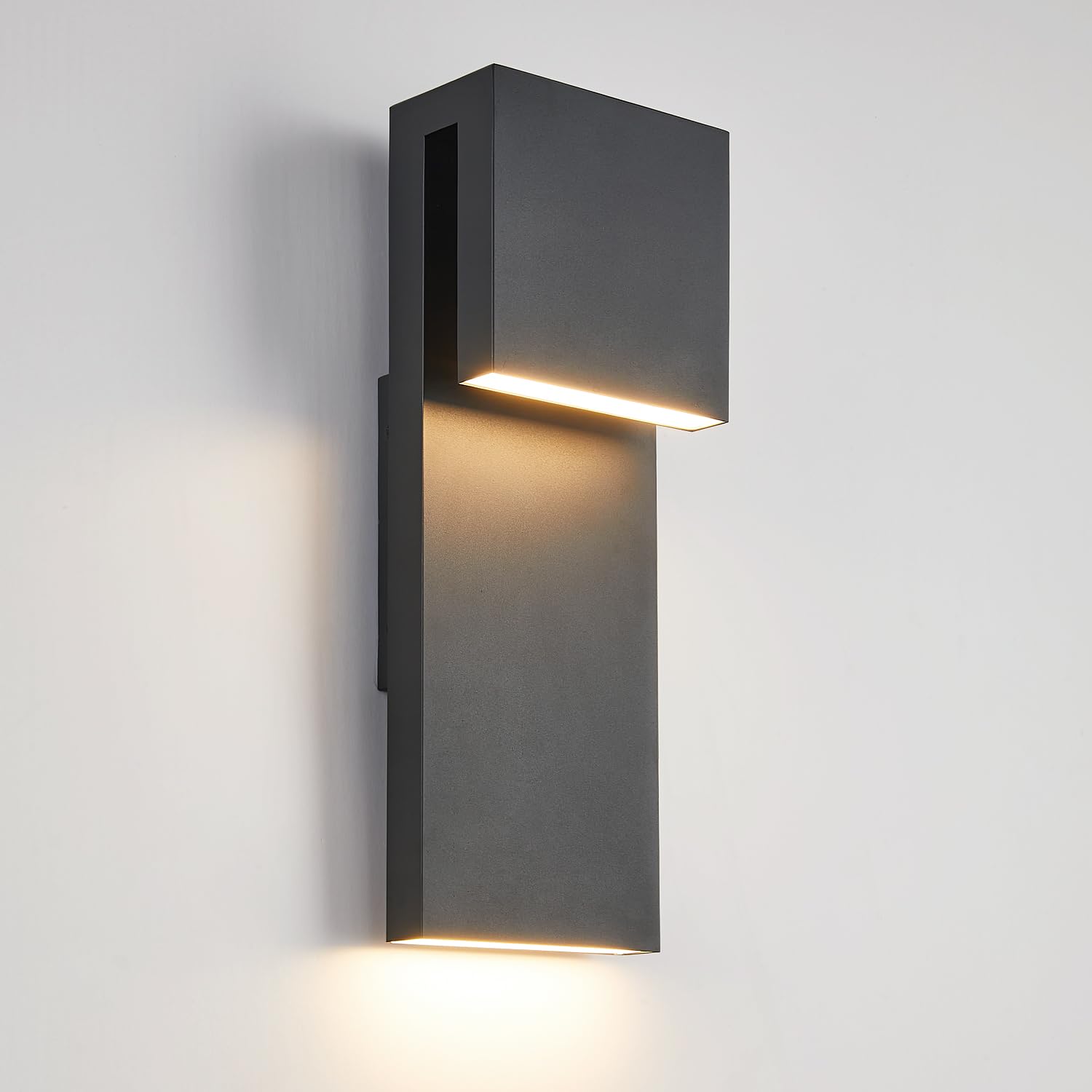 Tarentlight Modern LED Outdoor Wall Sconce 3000K 17W Black Iron, Anti-Rust, Wet Location, Easy Install, Model W2304LED-BK
