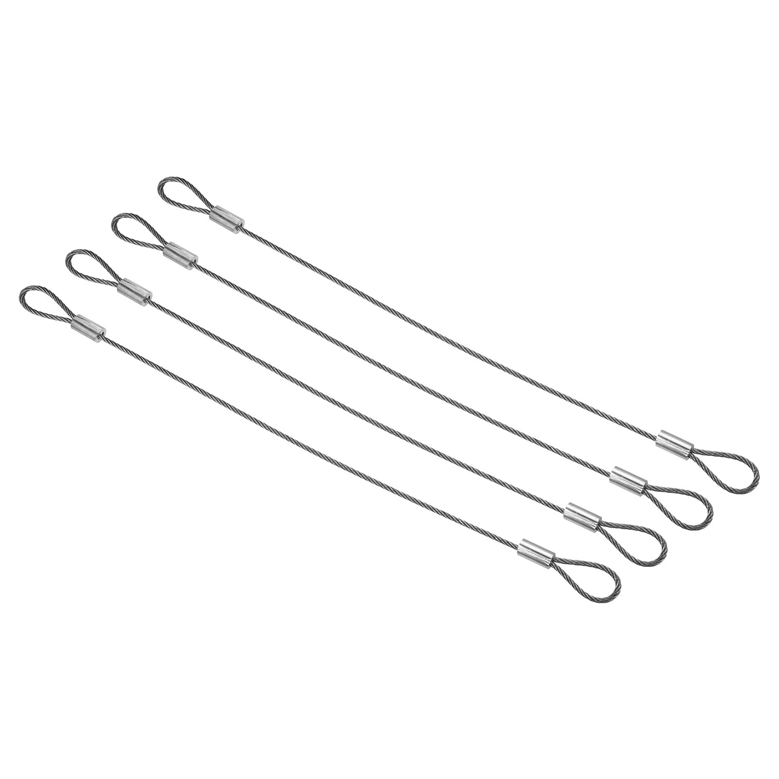 PATIKIL 8 Inch Safety Security Cable Wire, 4 Pack Stainless Steel 20cmx1.5mm Stage Lights Rope with Double Loop for DJ Lighting 