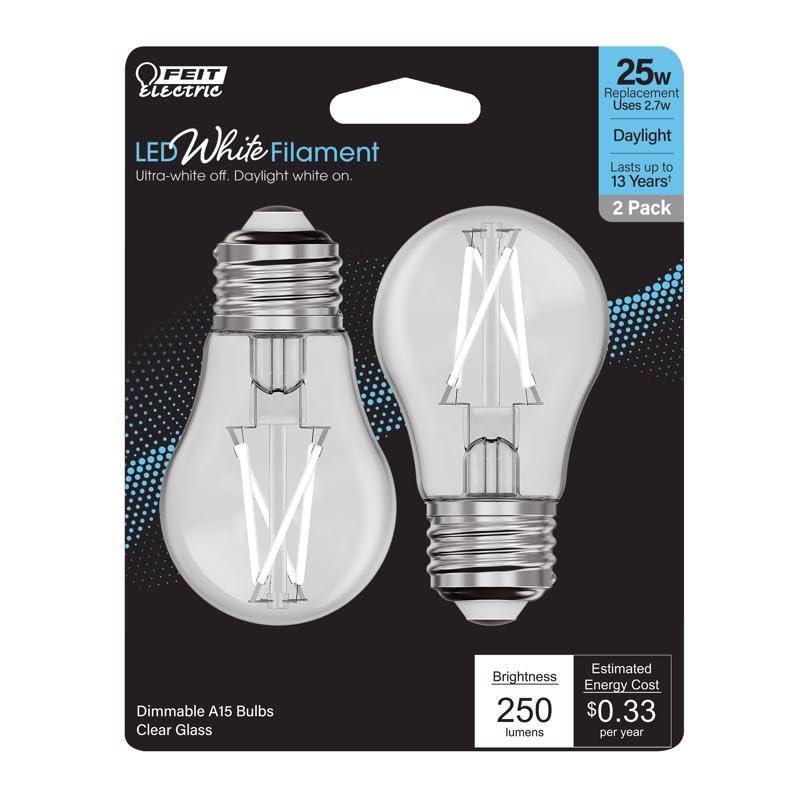 Feit Electric Led A15 E26 25W Light Bulbs - 2 Pack, Energy Efficient, Long-Lasting
